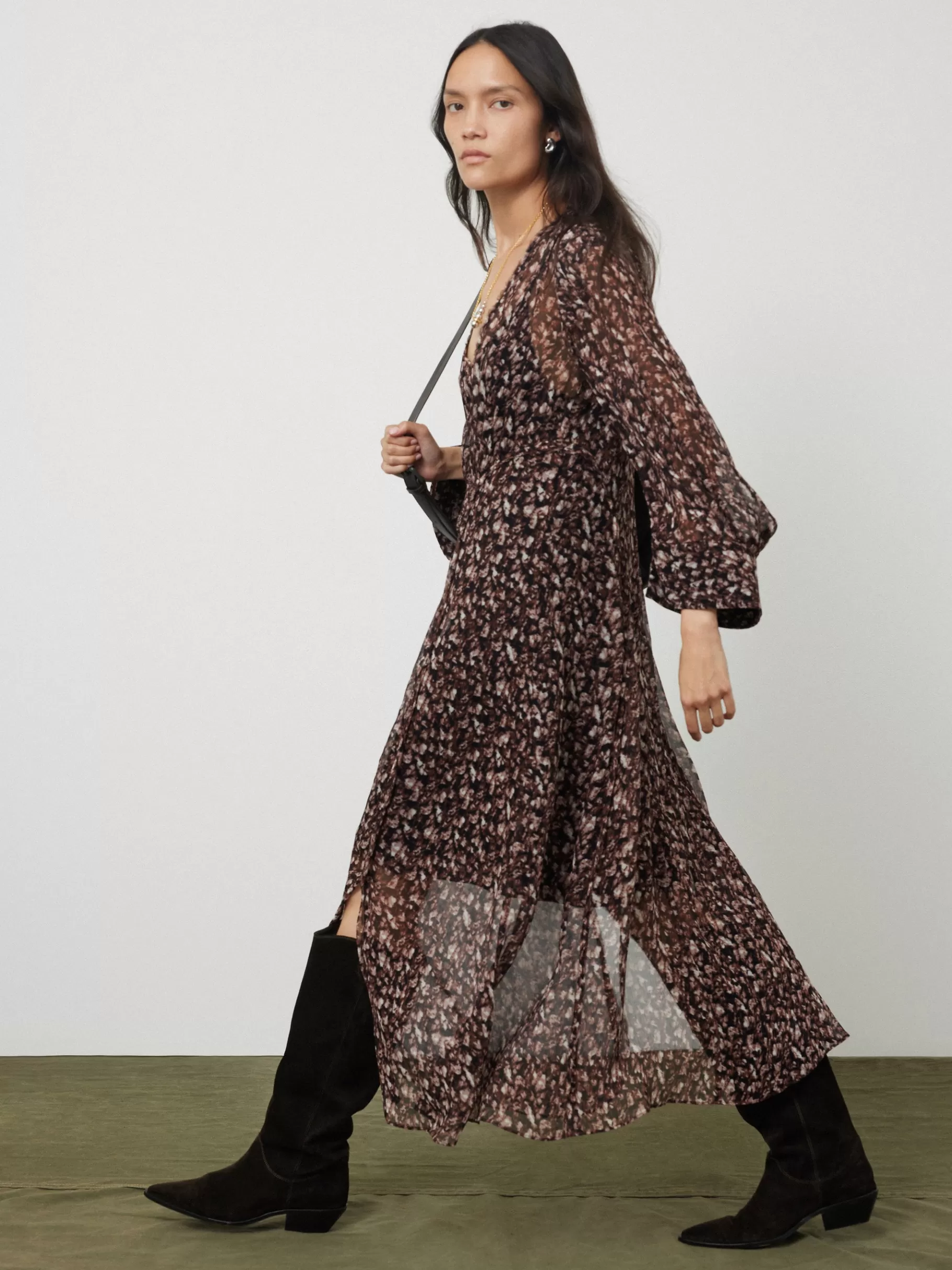 Jigsaw Dresses & Jumpsuits-Abstract Leopard Midi Dress Brown