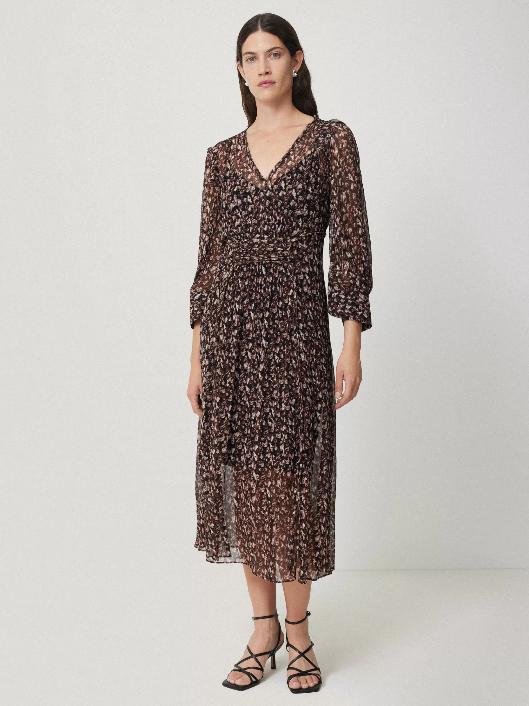 Jigsaw Dresses & Jumpsuits-Abstract Leopard Midi Dress Brown