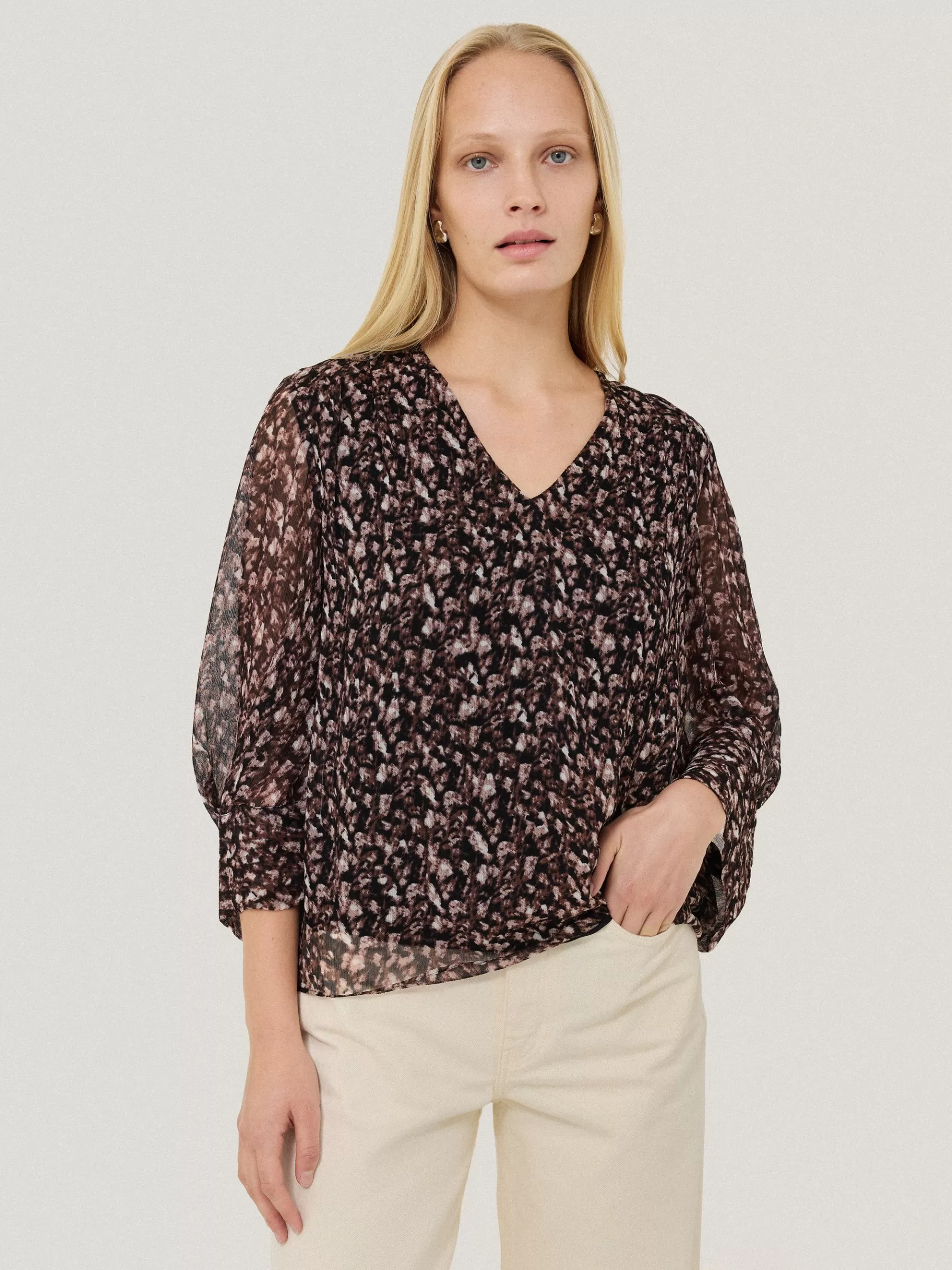 Jigsaw Shirts & Tops-Abstract Leopard Top Brown