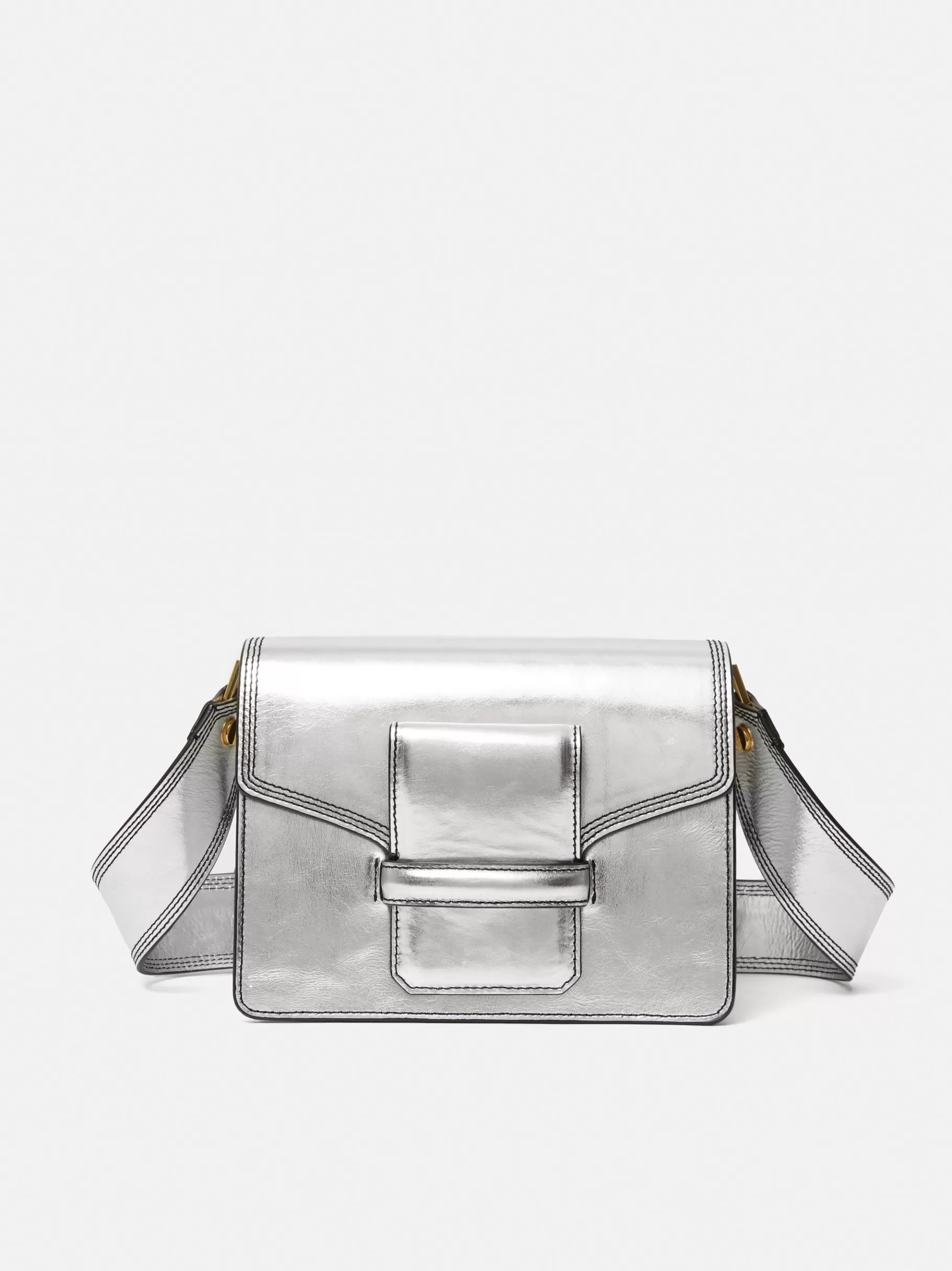 Jigsaw Bags-Ada Leather Crossbody Bag Silver