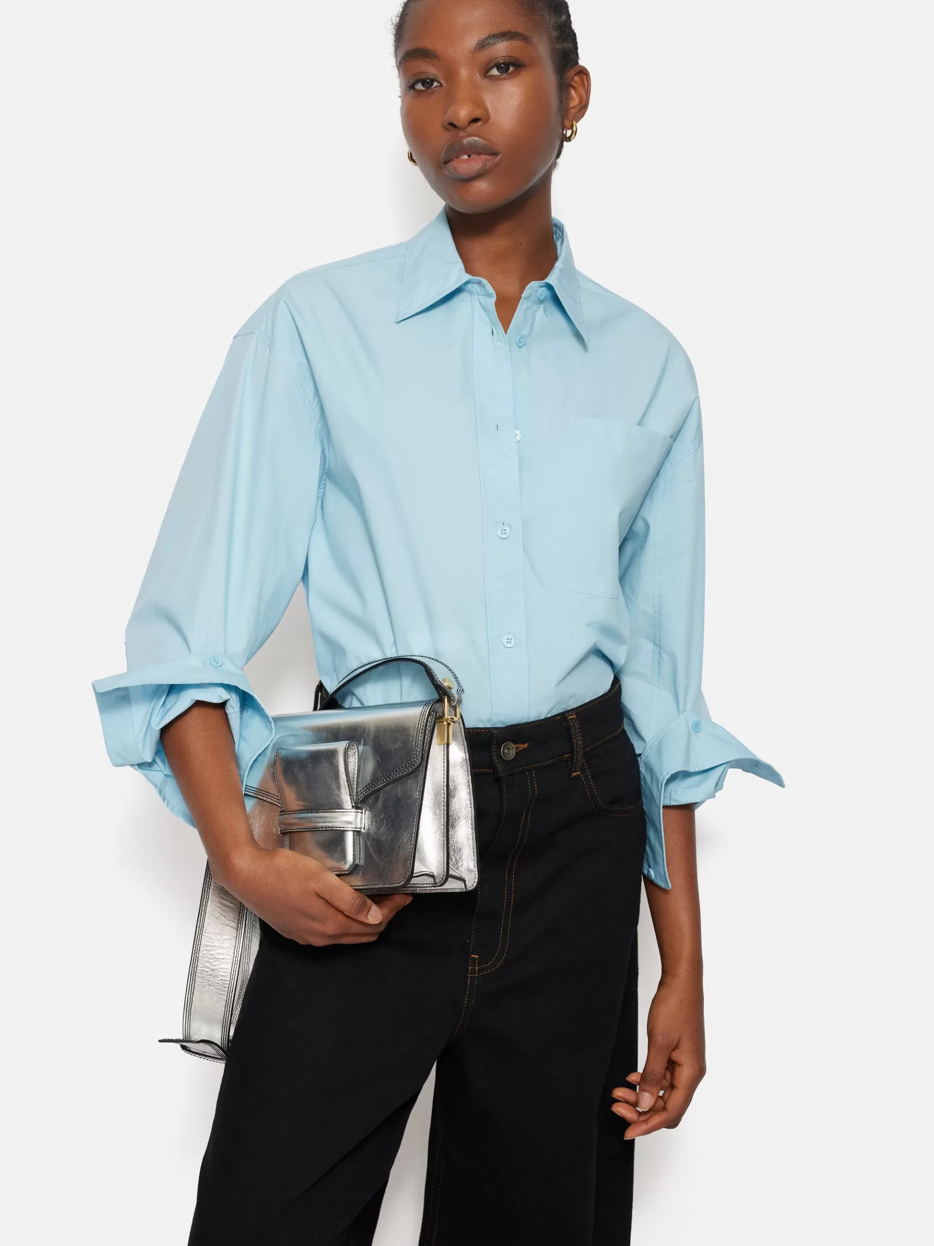 Jigsaw Bags-Ada Leather Crossbody Bag Silver