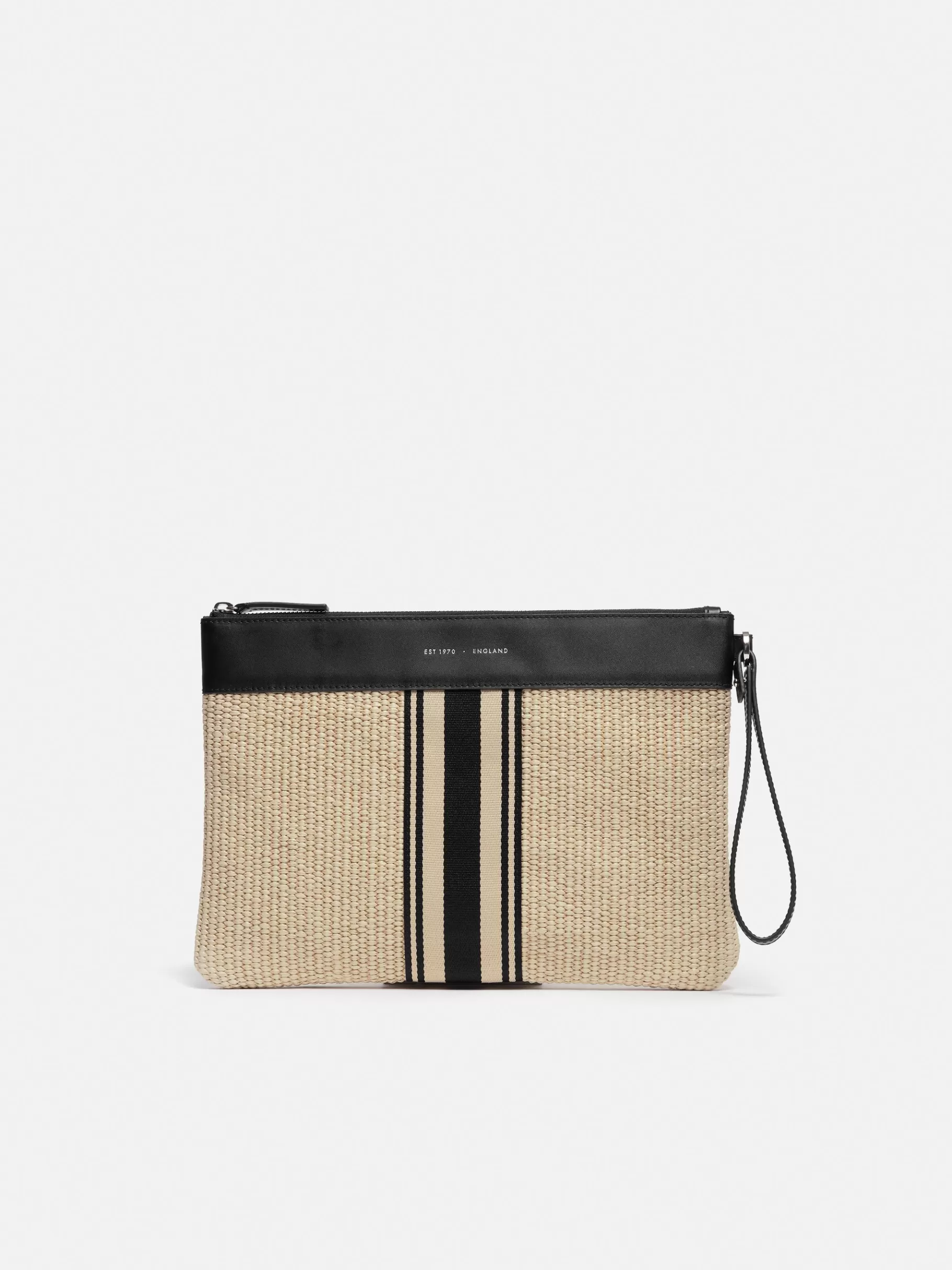 Jigsaw Bags-Athena Stripe Woven Pouch Natural