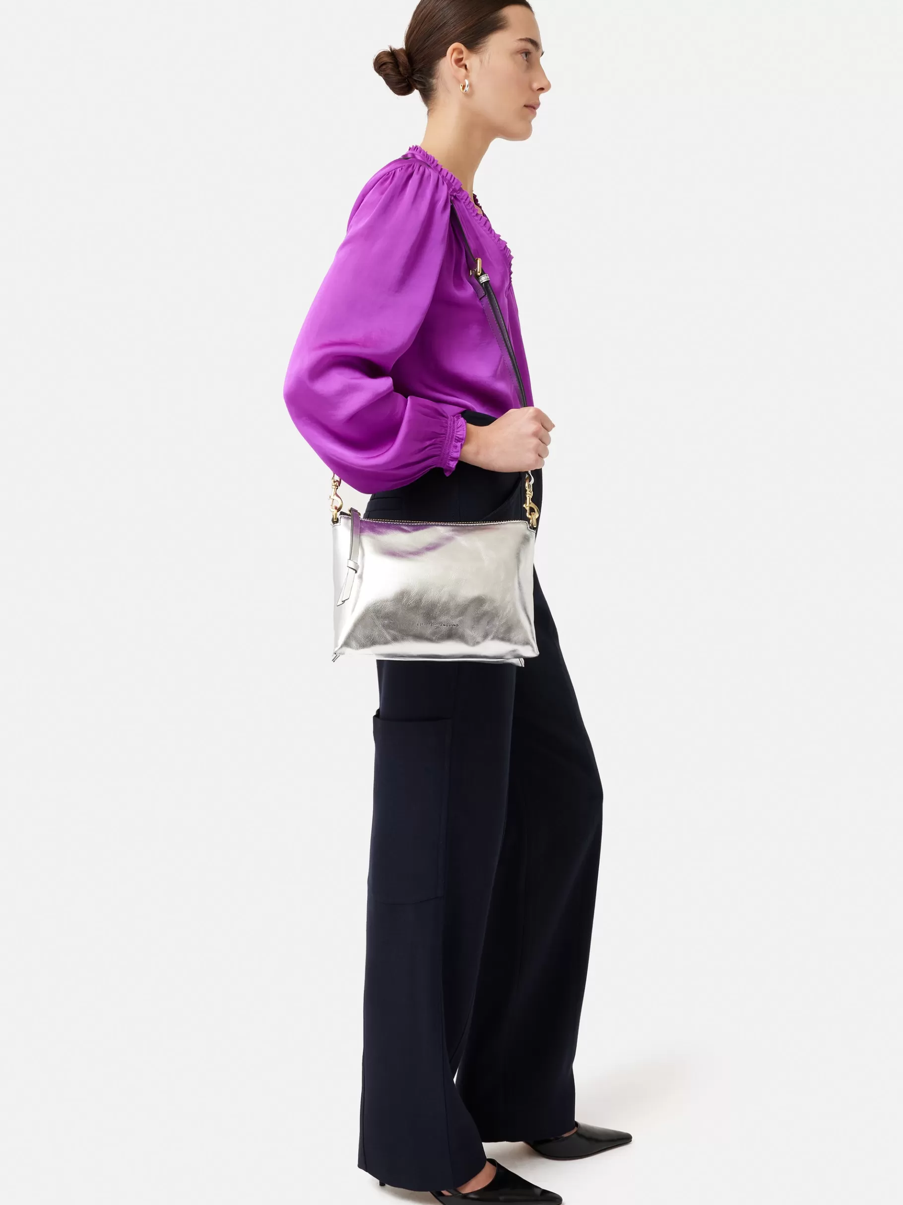 Jigsaw Bags | Leather-Ava Leather Crossbody Silver