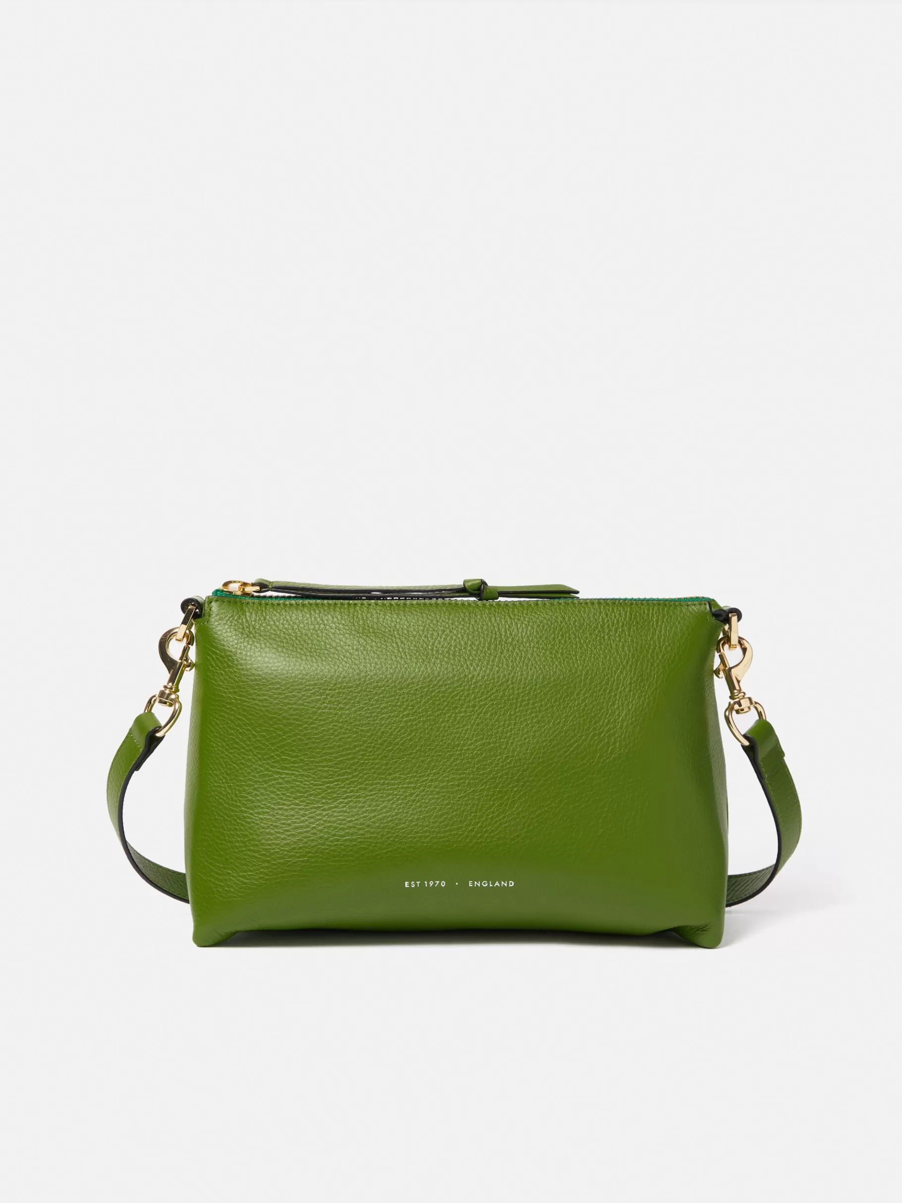 Jigsaw Bags | Leather-Ava Pebble Leather Crossbody Green
