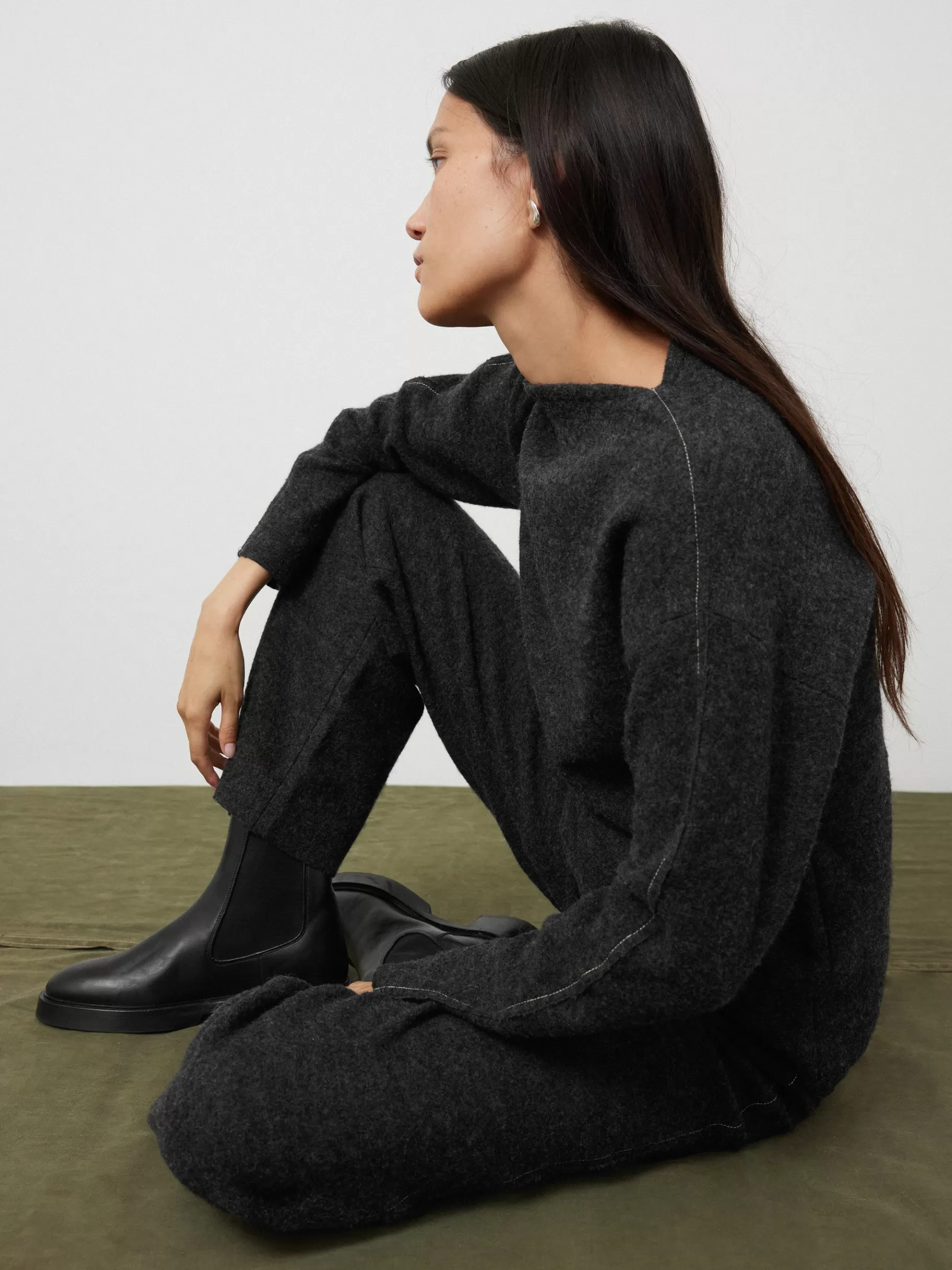 Jigsaw Pyjamas & Loungewear | Shirts & Tops-Boiled Wool Blend Batwing Top DarkGrey