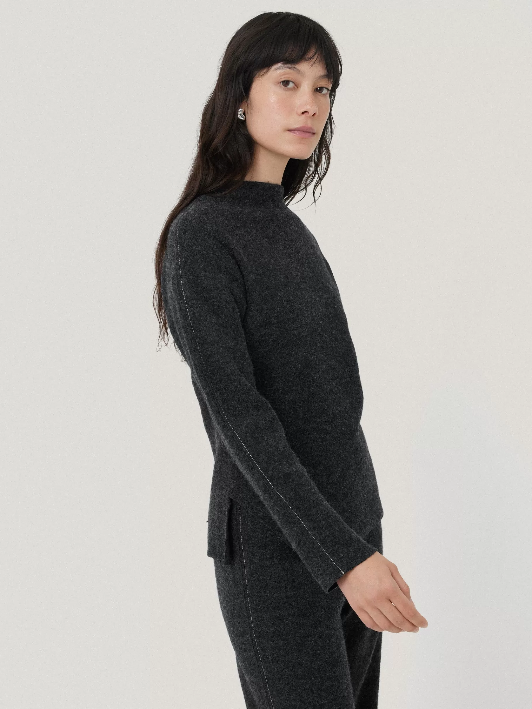 Jigsaw Pyjamas & Loungewear | Shirts & Tops-Boiled Wool Blend Batwing Top DarkGrey