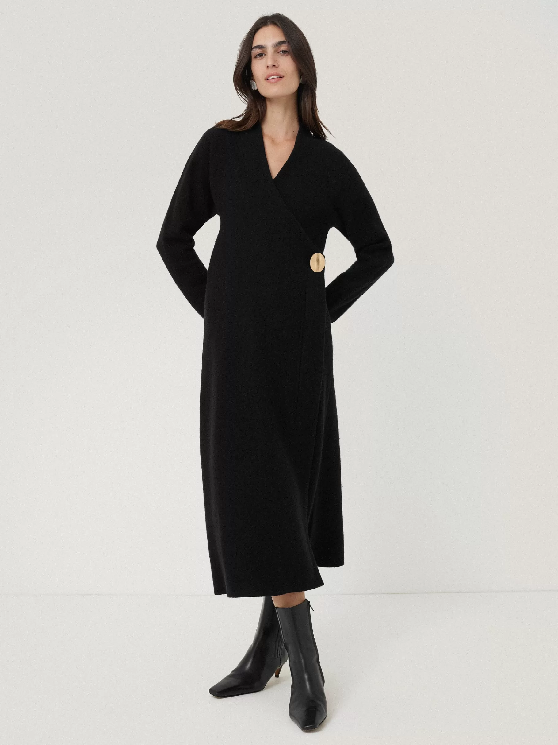 Jigsaw Dresses & Jumpsuits | Knitwear & Cashmere-Boiled Wool Blend Disc Dress Black