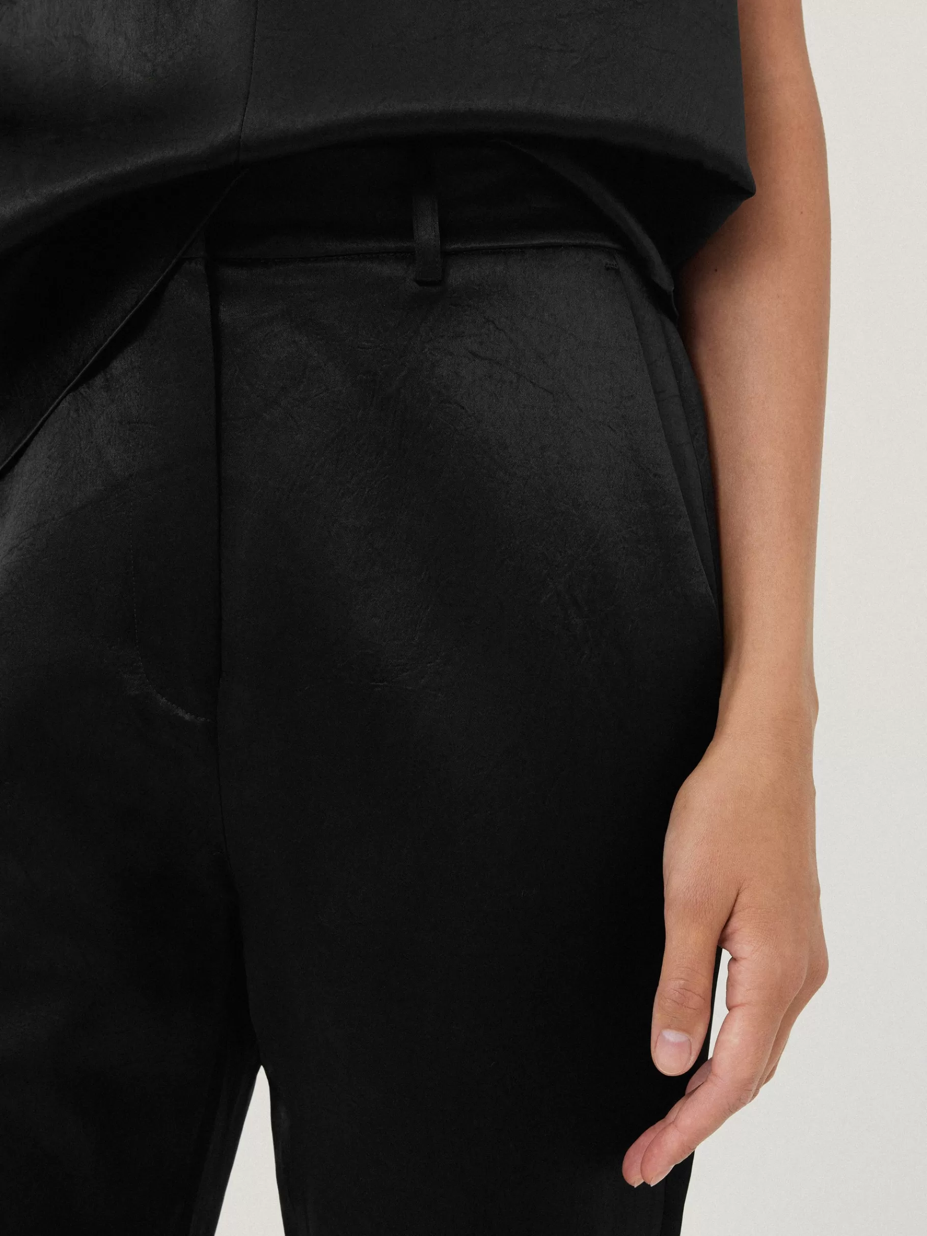 Jigsaw Trousers | Co-ords-Bonded Satin Trouser Black