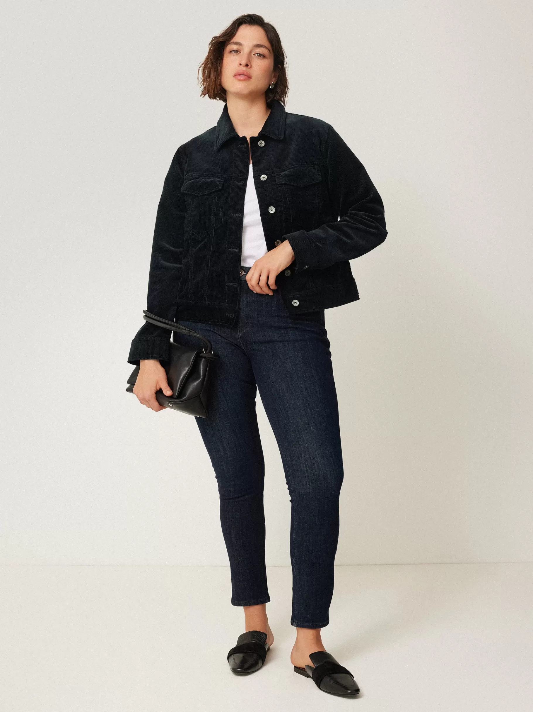 Jigsaw Co-ords | Coats & Jackets-Boxy Cord Trucker Jacket Navy