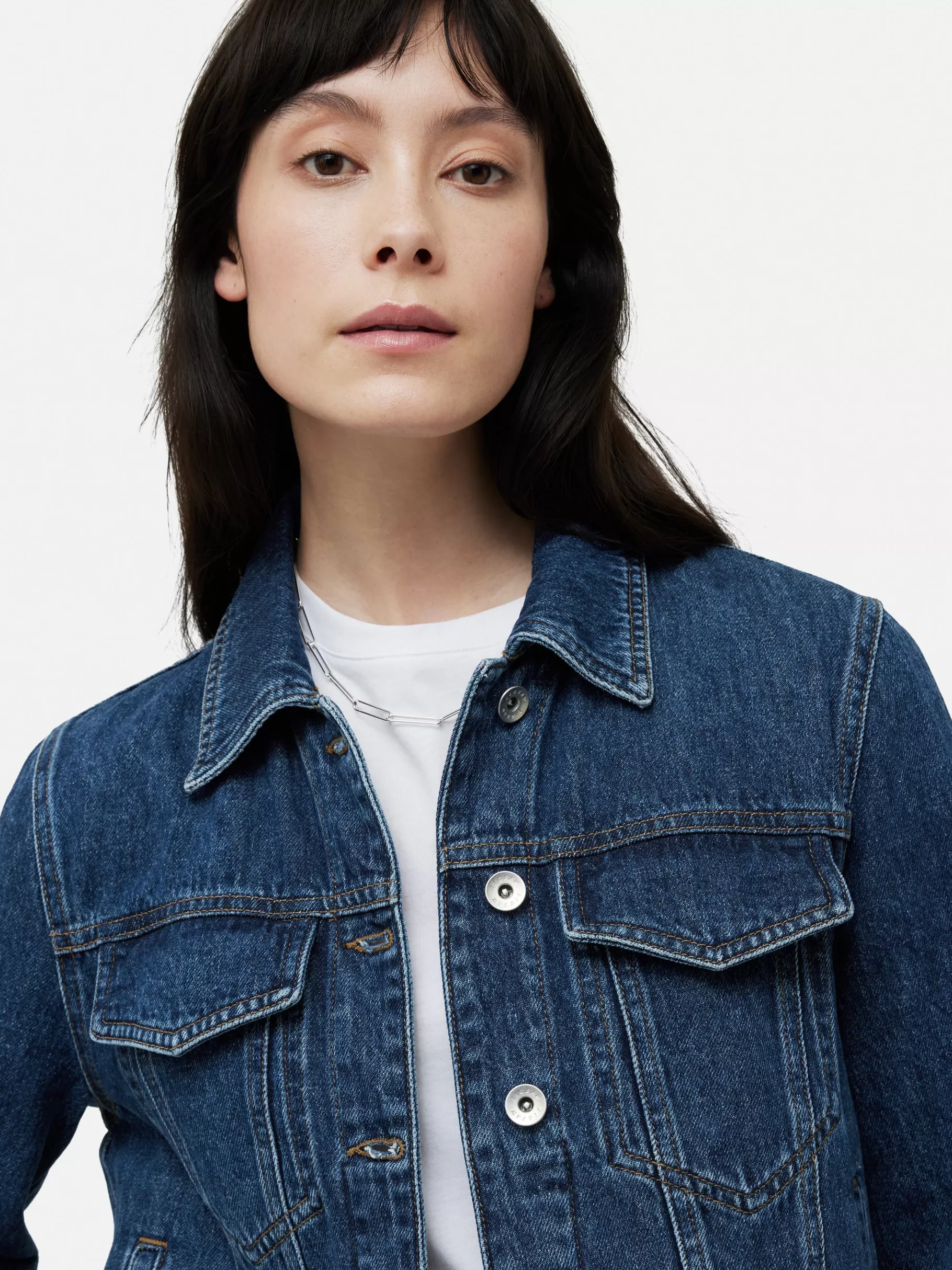 Jigsaw Denim-Boxy Denim Trucker Jacket VintageMidBlue
