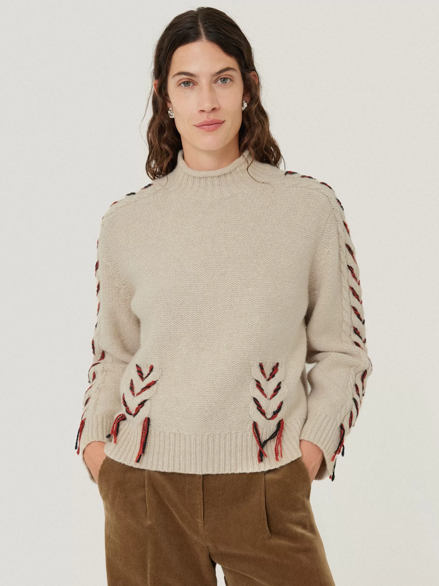 Jigsaw Knitwear & Cashmere-Braided Cable Jumper Cream