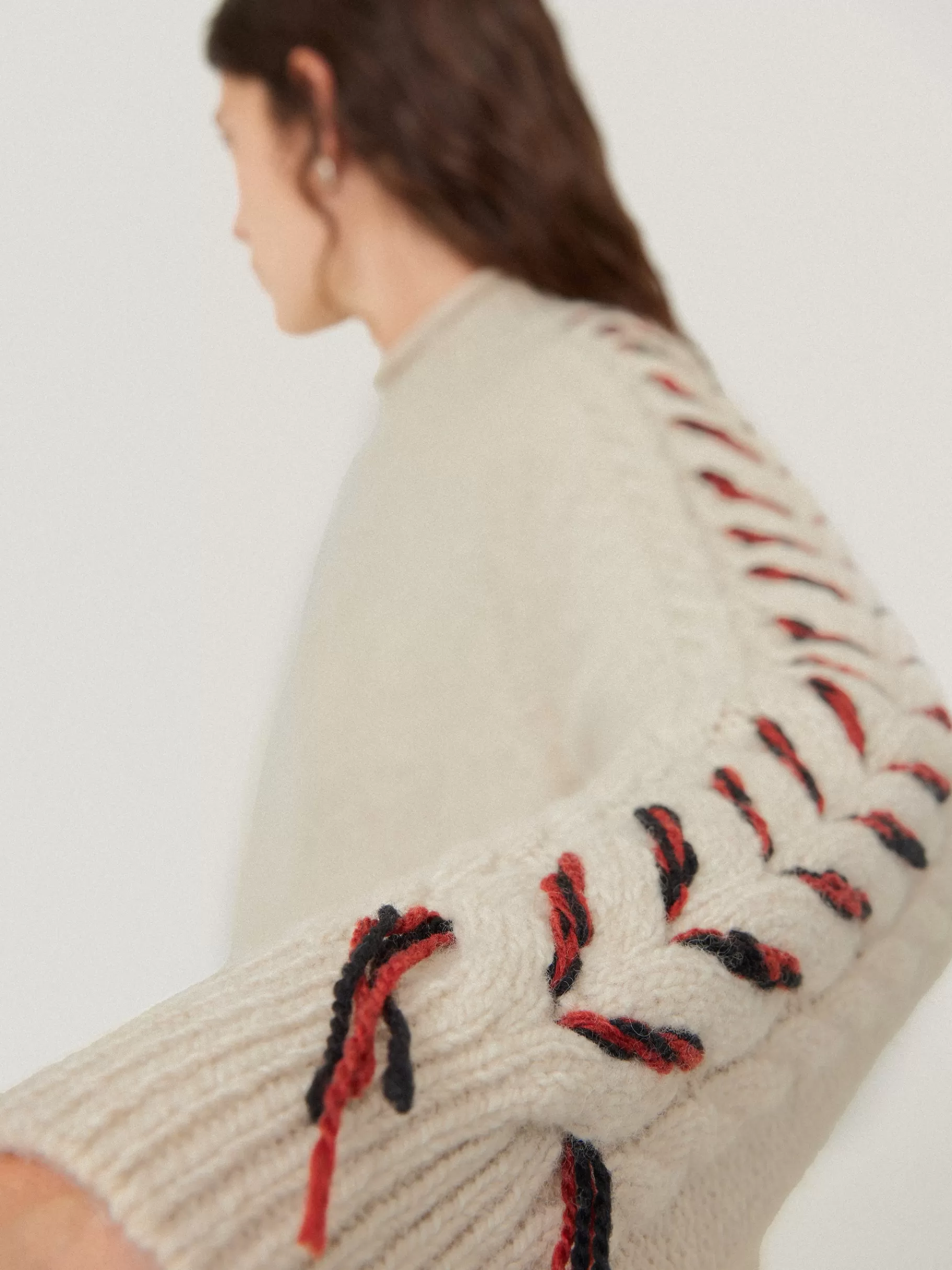 Jigsaw Knitwear & Cashmere-Braided Cable Jumper Cream