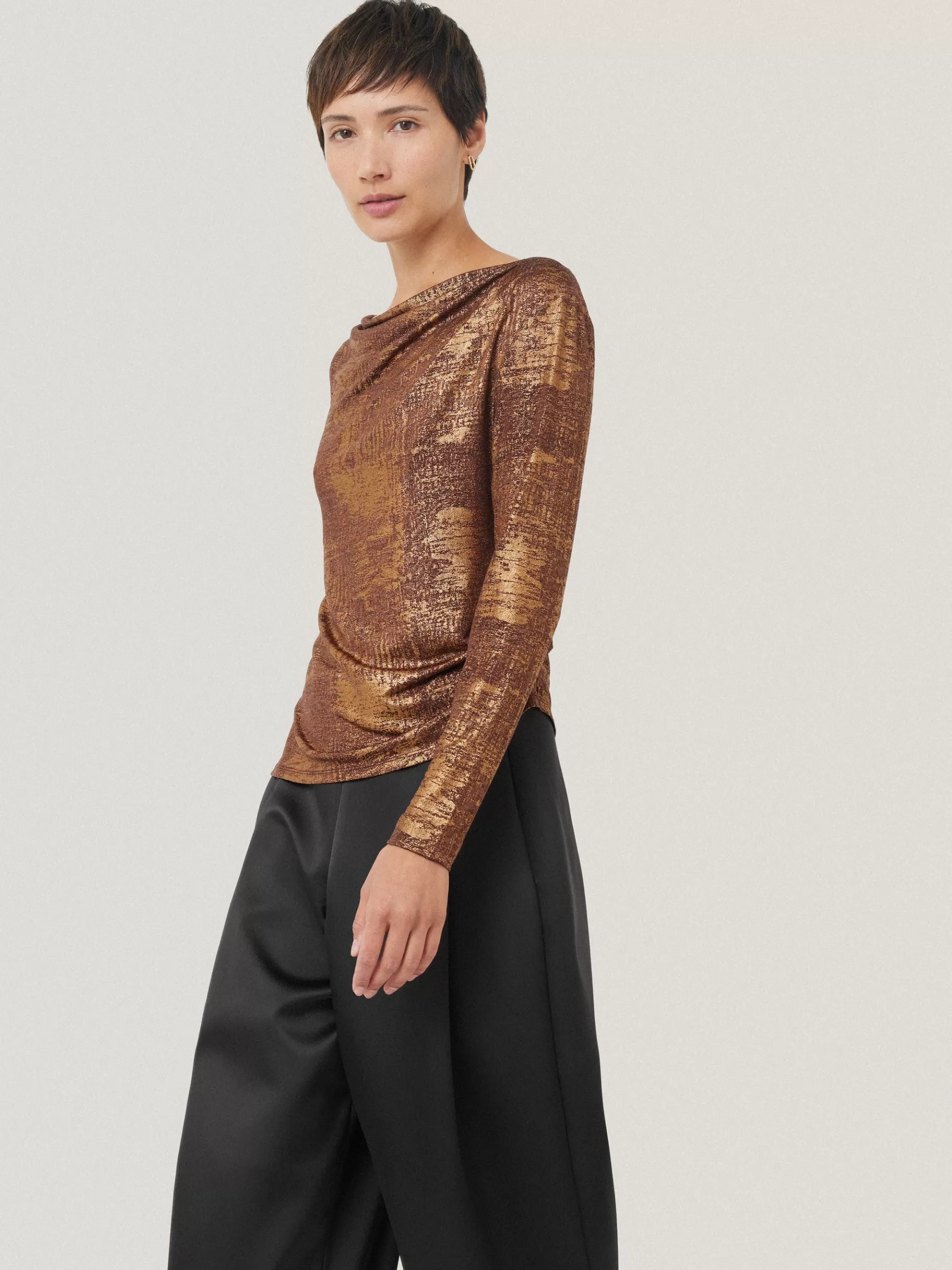 Jigsaw Shirts & Tops | Party-Brushed Cowl Top Bronze