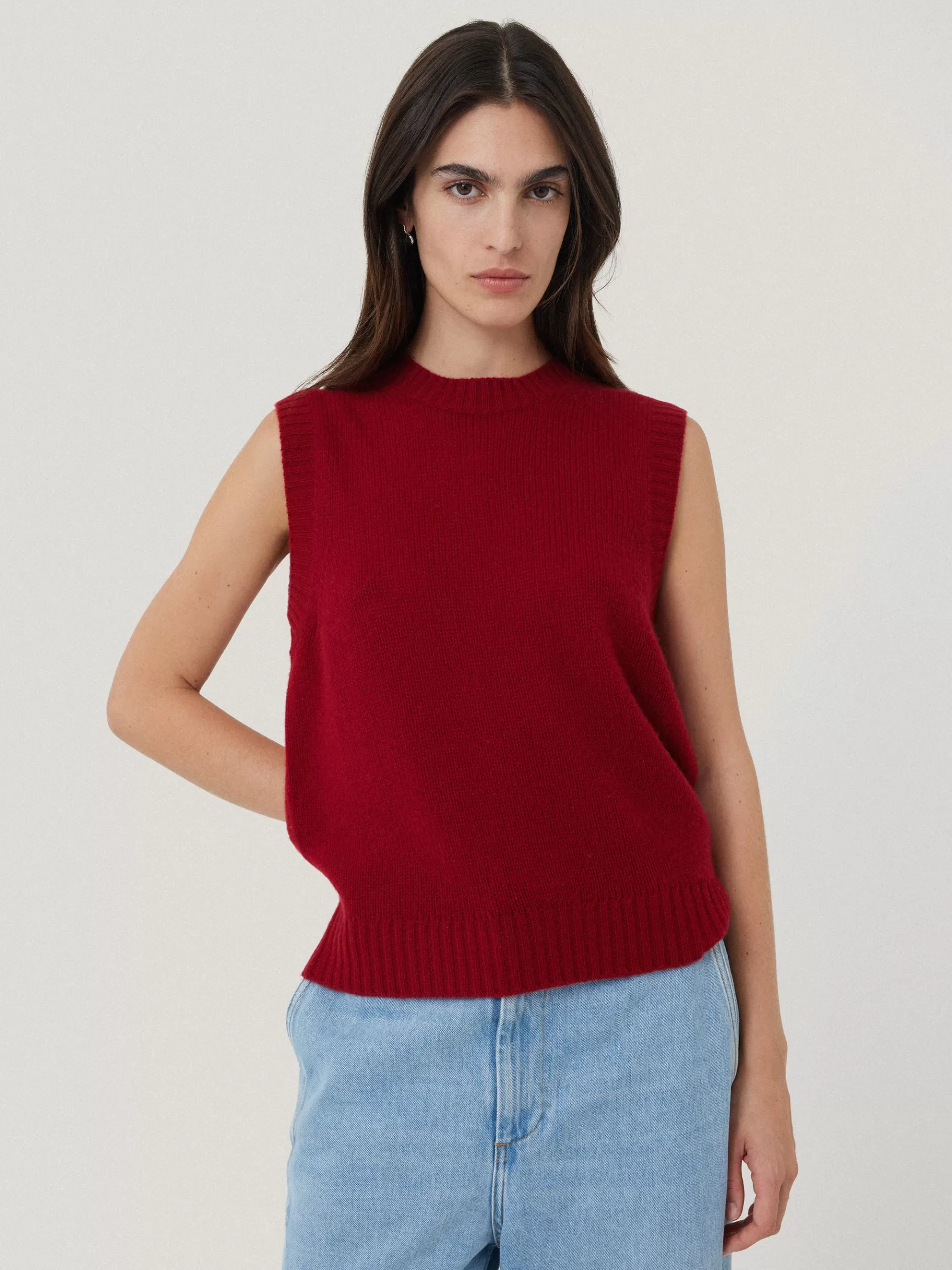 Jigsaw Knitwear & Cashmere-Cashmere Crew Neck Tank Red