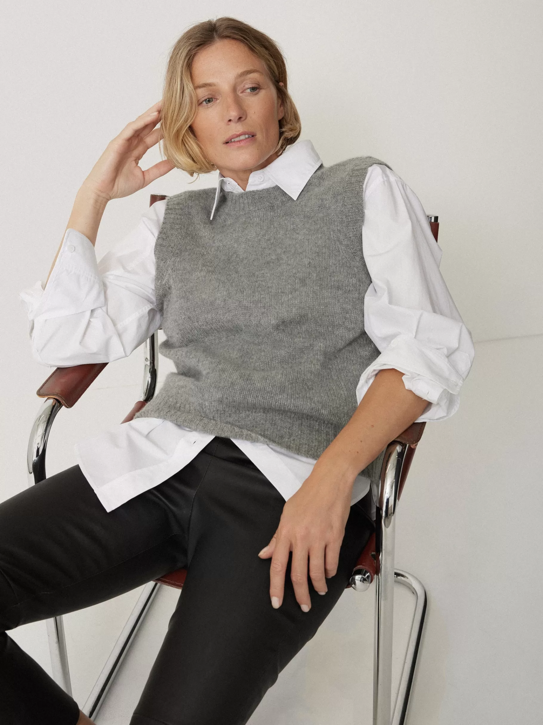 Jigsaw Knitwear & Cashmere-Cashmere Crew Neck Tank Grey