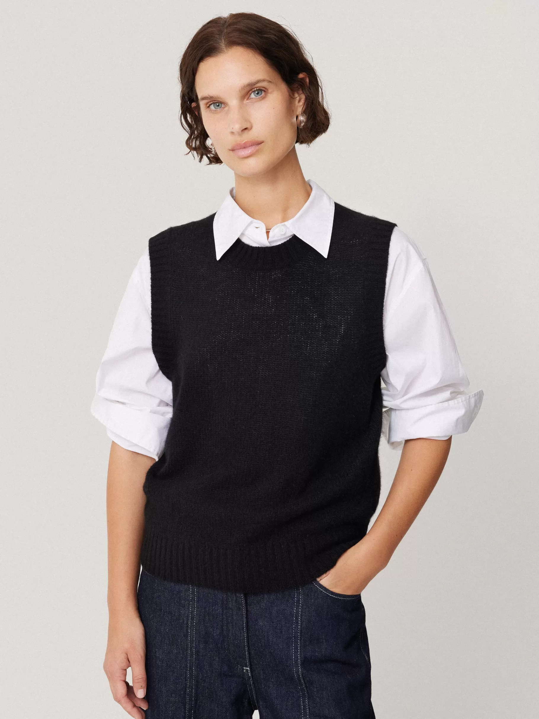Jigsaw Knitwear & Cashmere-Cashmere Crew Neck Tank Black