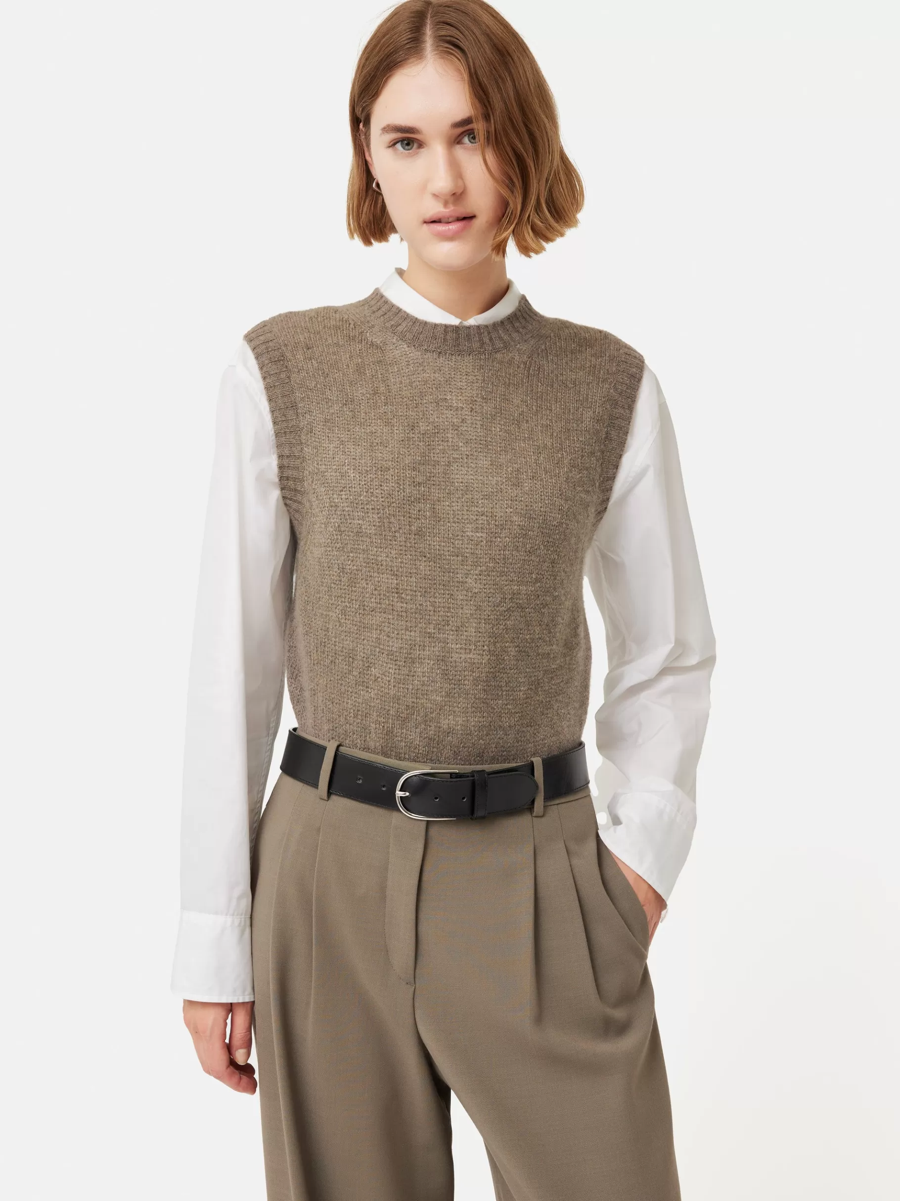 Jigsaw Knitwear & Cashmere-Cashmere Crew Neck Tank Brown