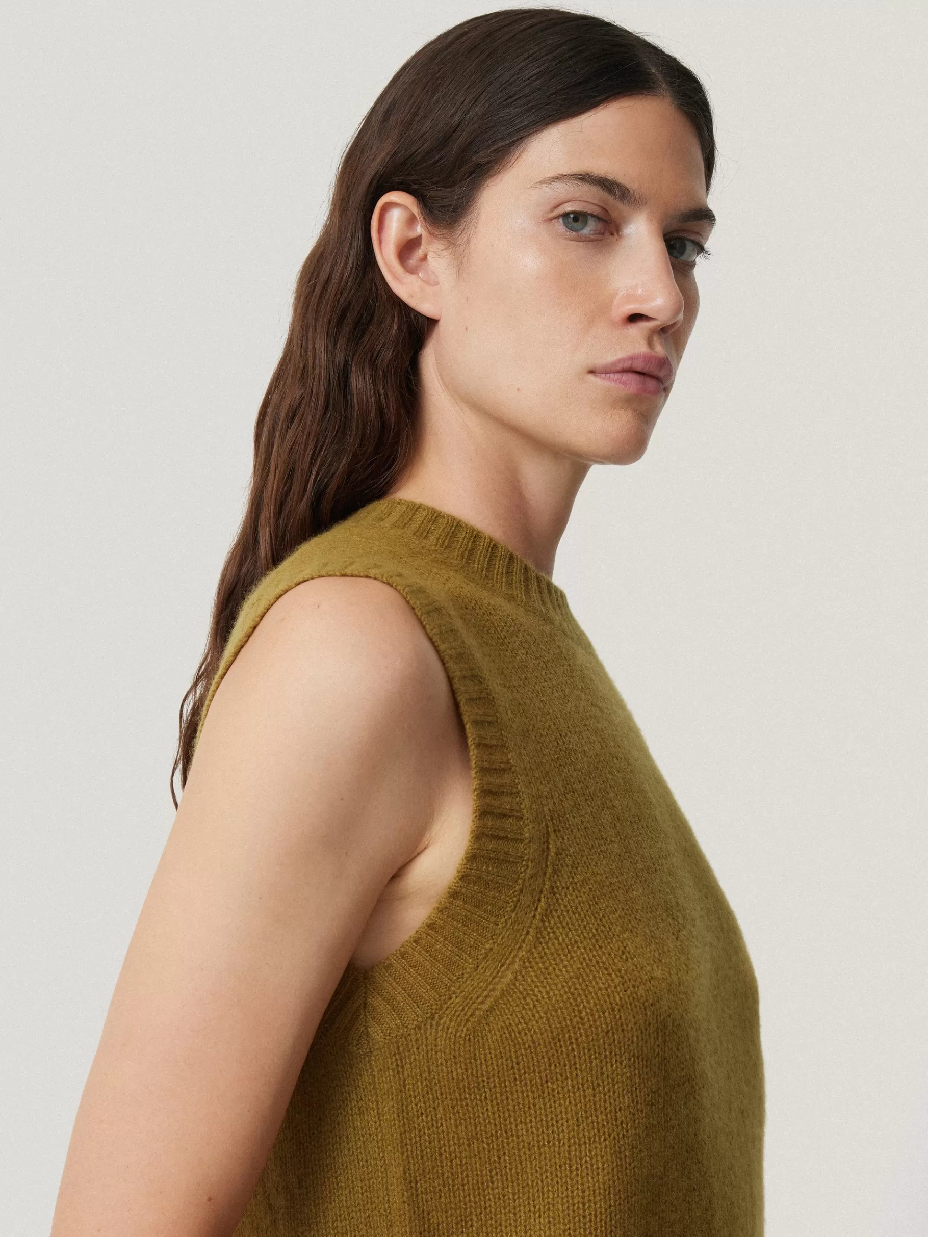 Jigsaw Knitwear & Cashmere-Cashmere Crew Neck Tank LightOlive