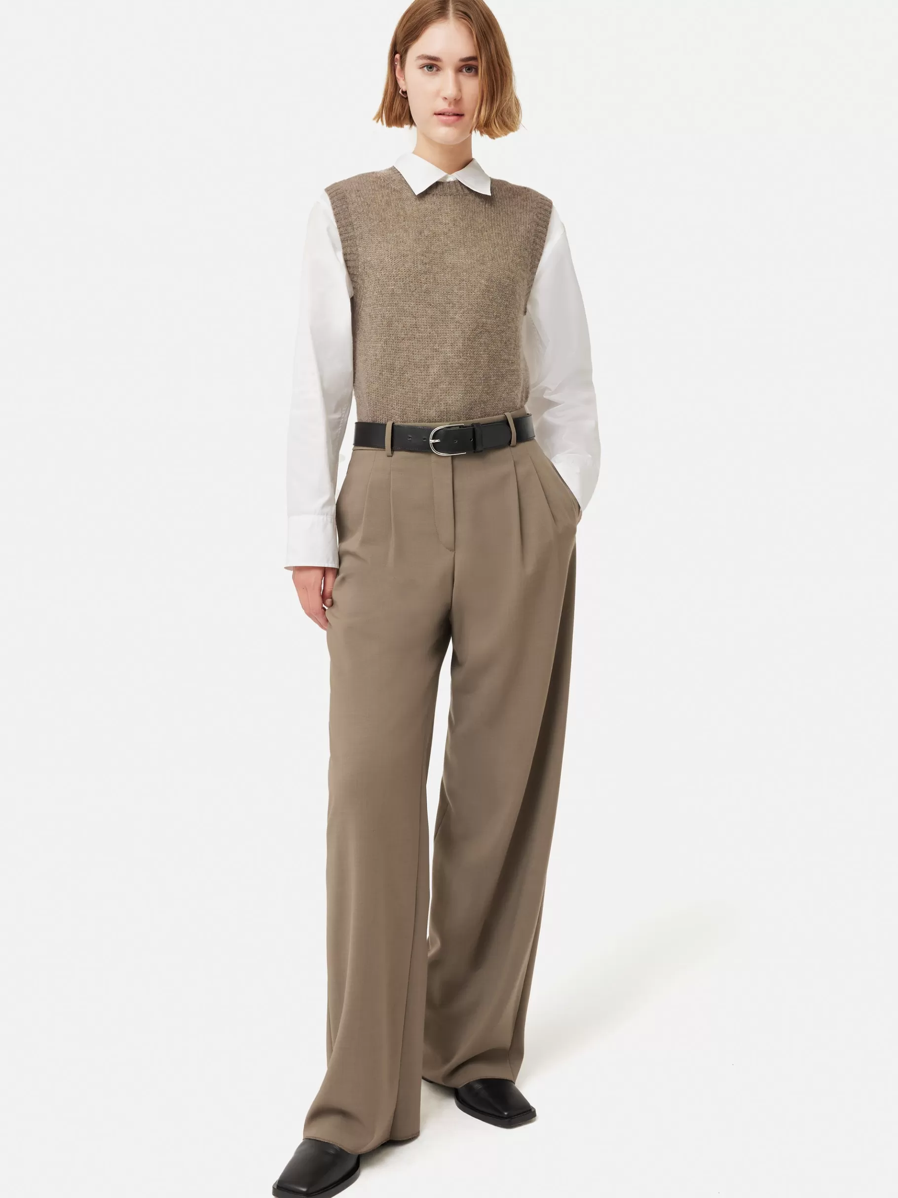 Jigsaw Knitwear & Cashmere-Cashmere Crew Neck Tank Brown