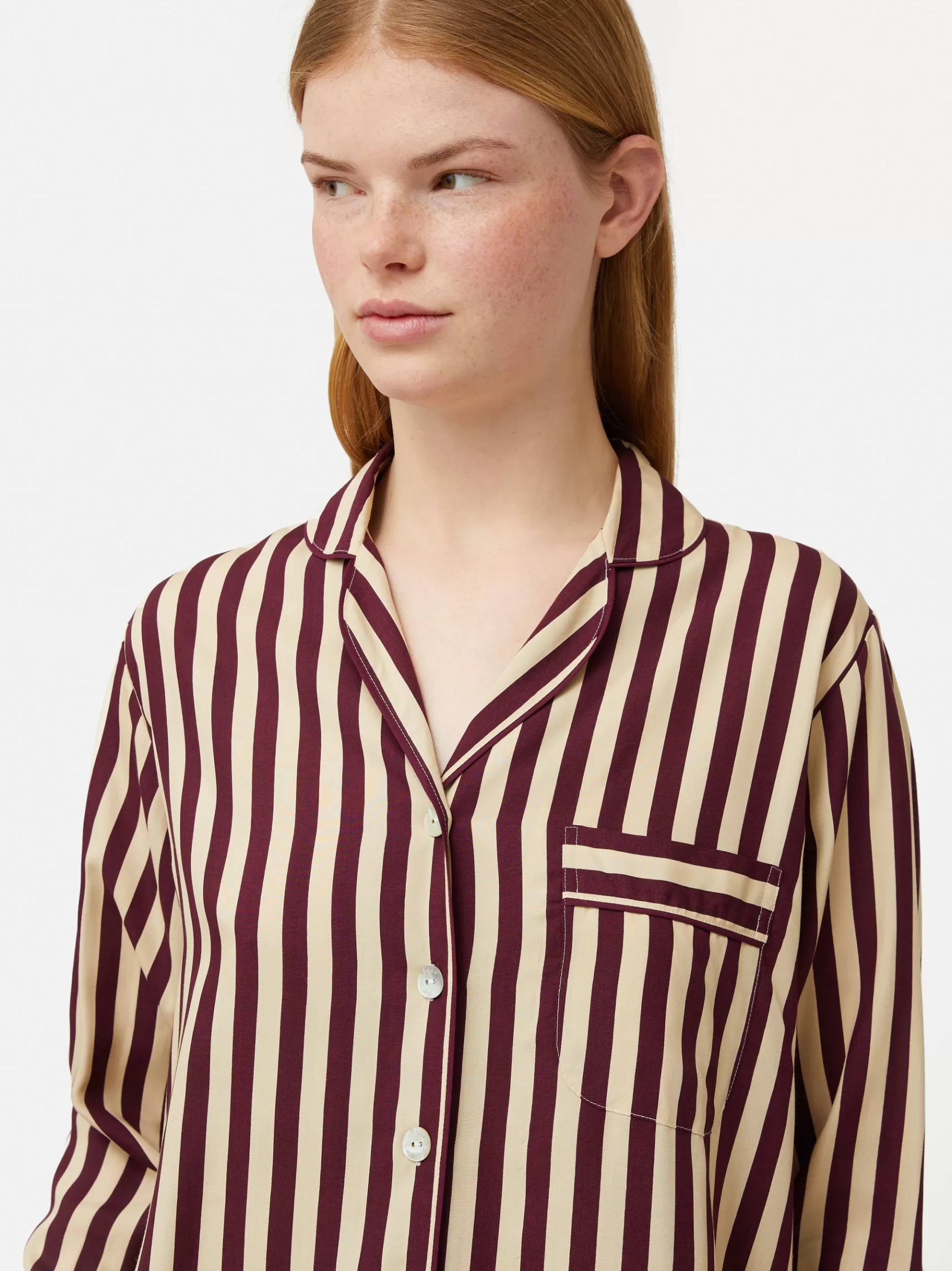 Jigsaw Pyjamas & Loungewear-Classic Stripe Pyjama Burgundy