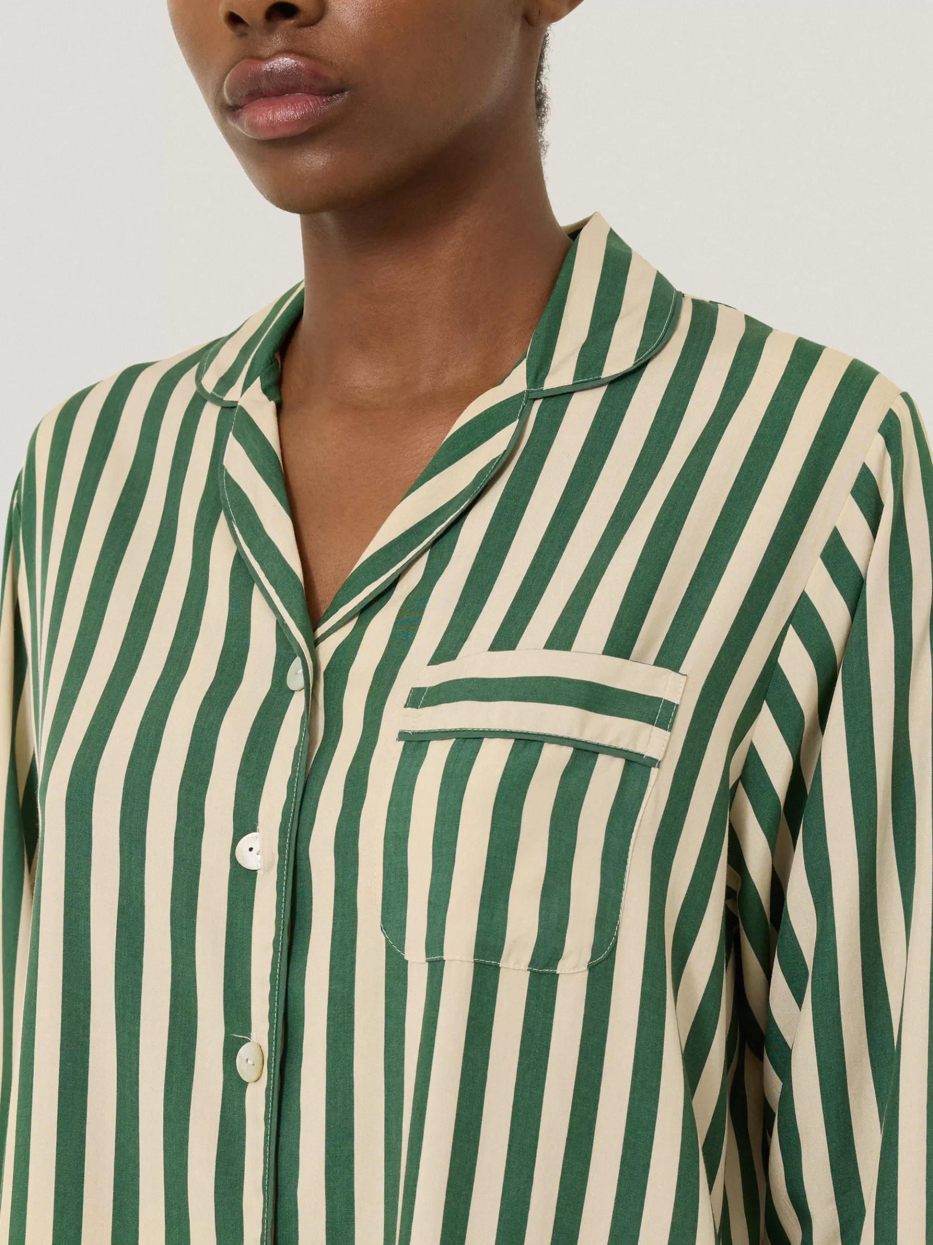 Jigsaw Pyjamas & Loungewear-Classic Stripe Pyjama Green