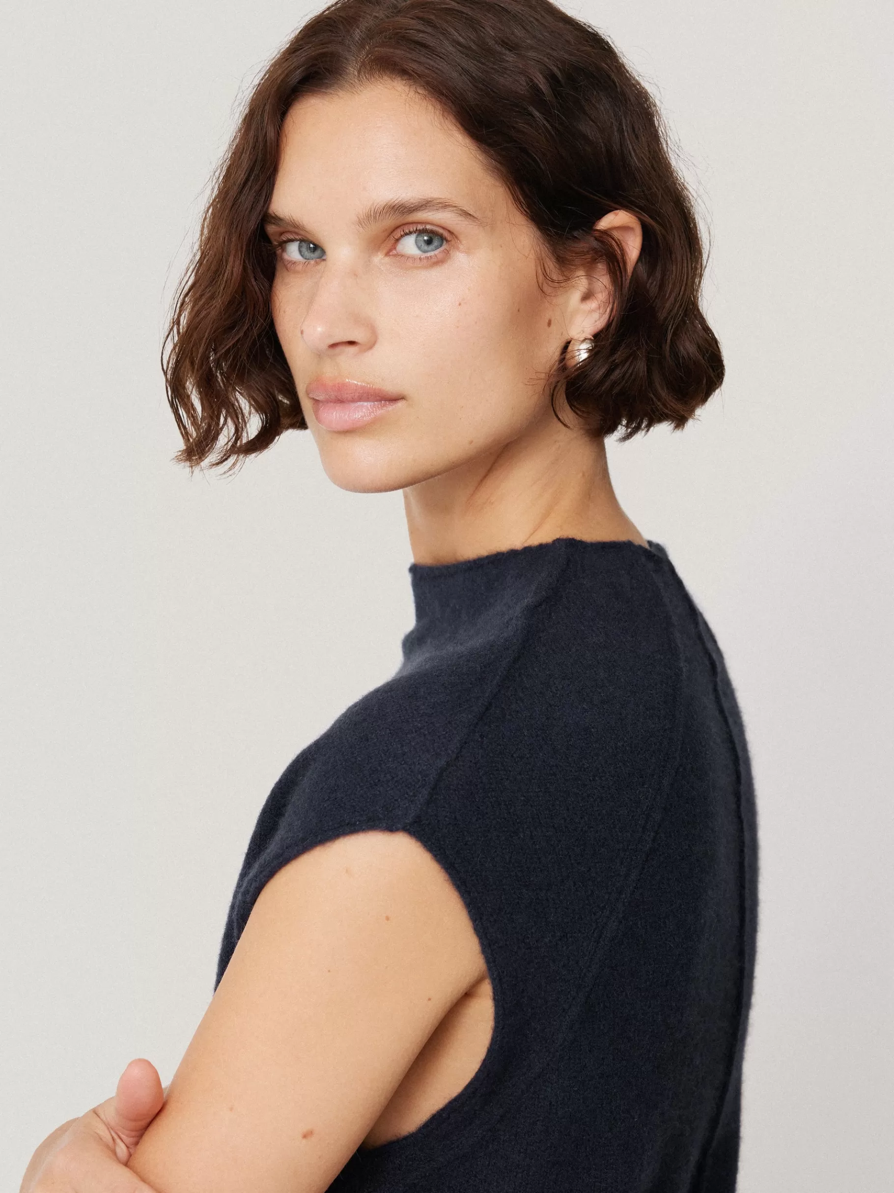 Jigsaw Knitwear & Cashmere-Cloud Cashmere Cap Sleeve Top Navy