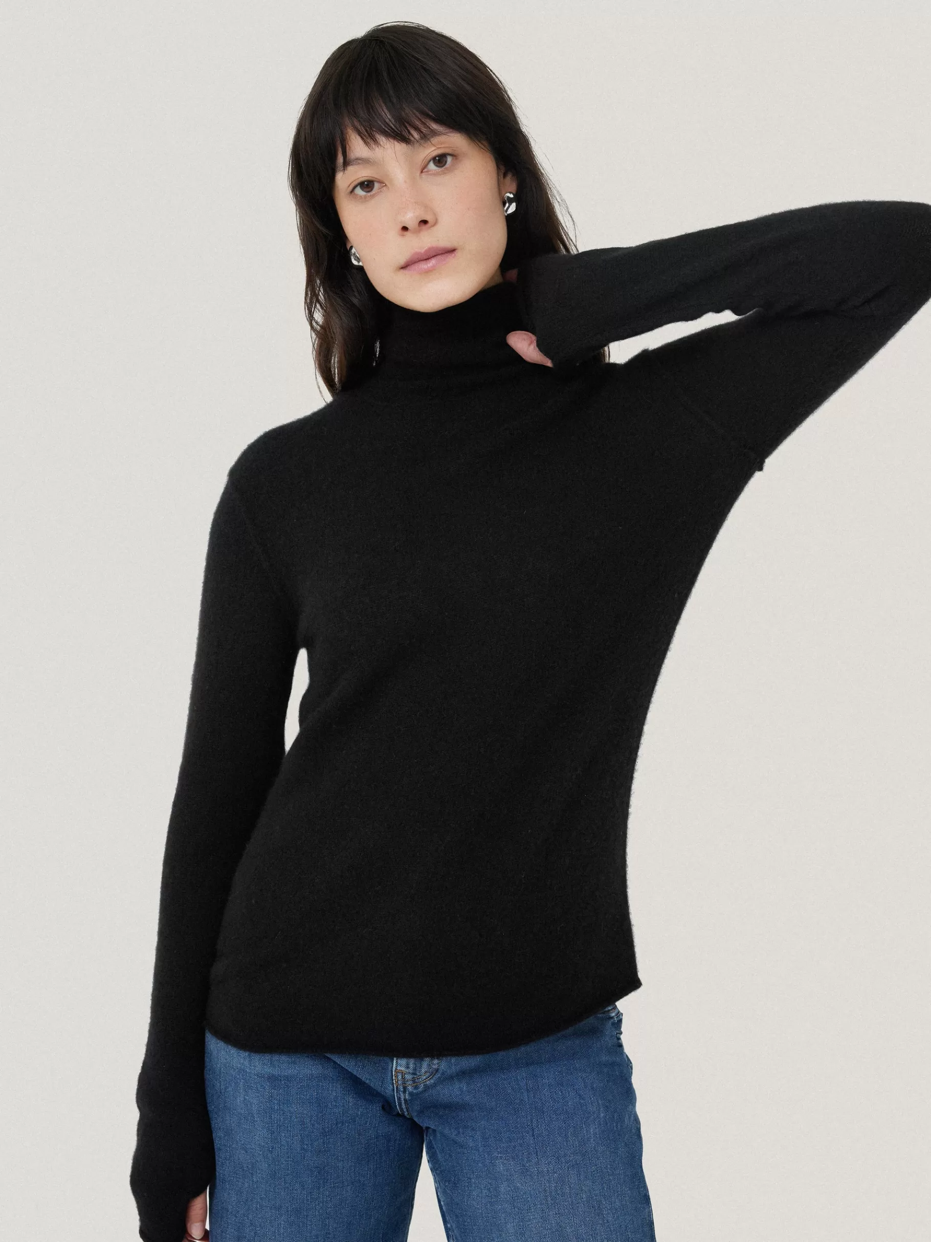 Jigsaw Knitwear & Cashmere-Cloud Cashmere Polo Jumper Black