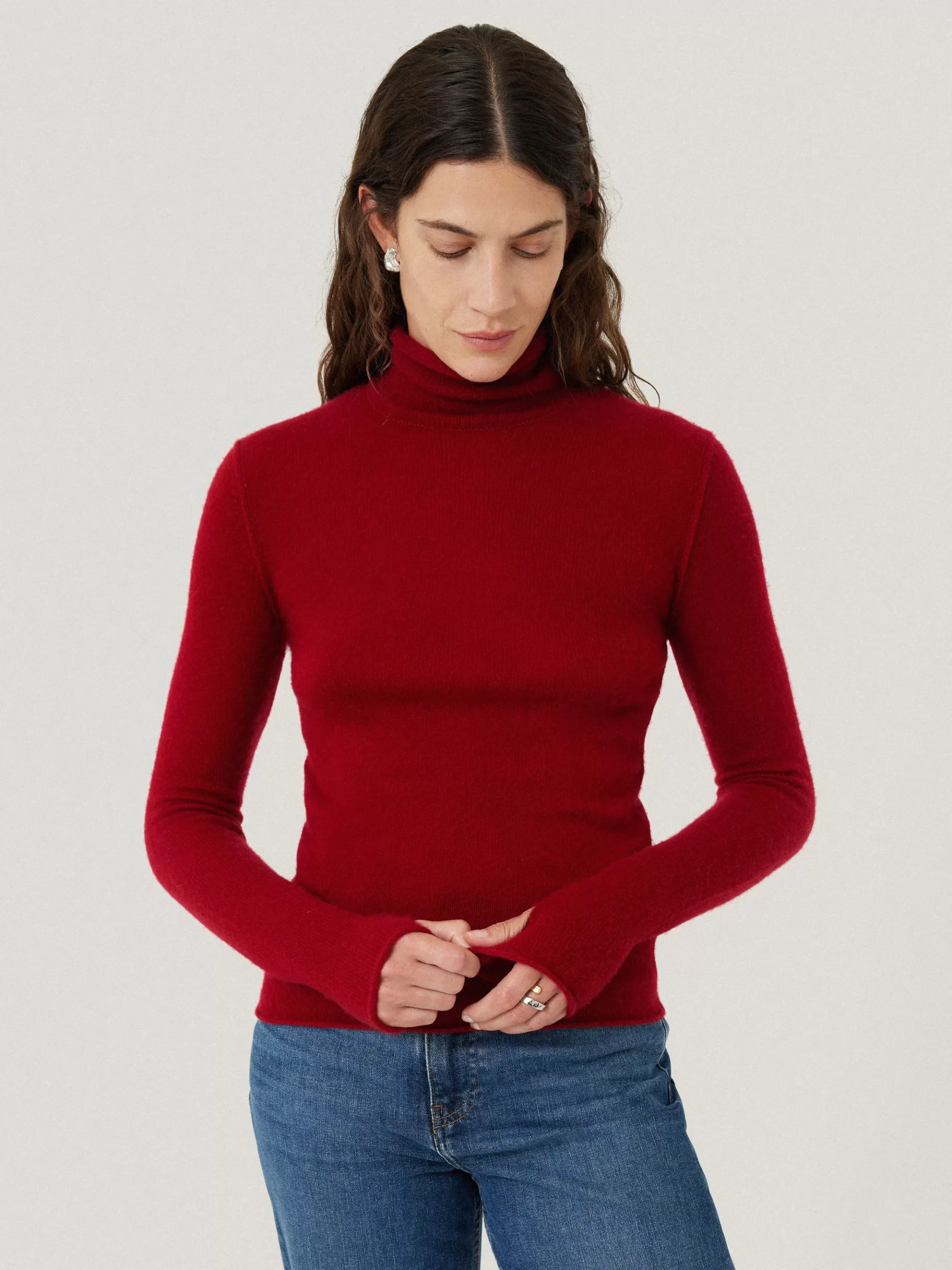 Jigsaw Knitwear & Cashmere-Cloud Cashmere Polo Jumper Red