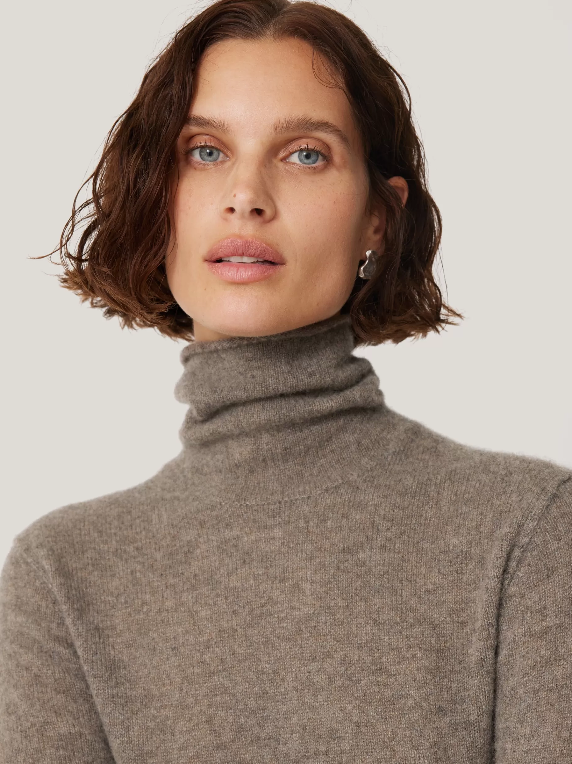 Jigsaw Knitwear & Cashmere-Cloud Cashmere Polo Jumper Taupe