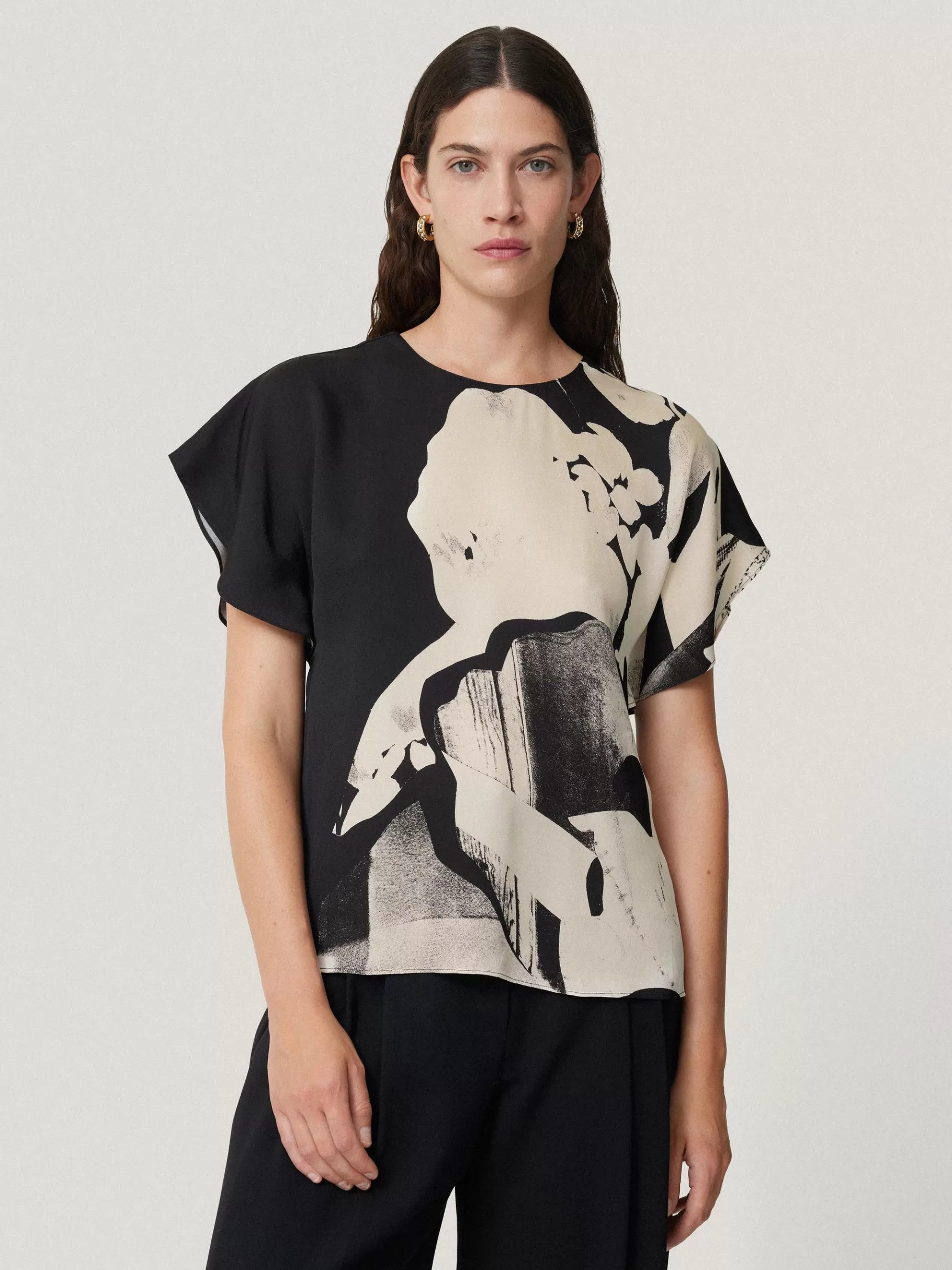 Jigsaw Shirts & Tops | Party-Collage Print Drape Top Monochrome