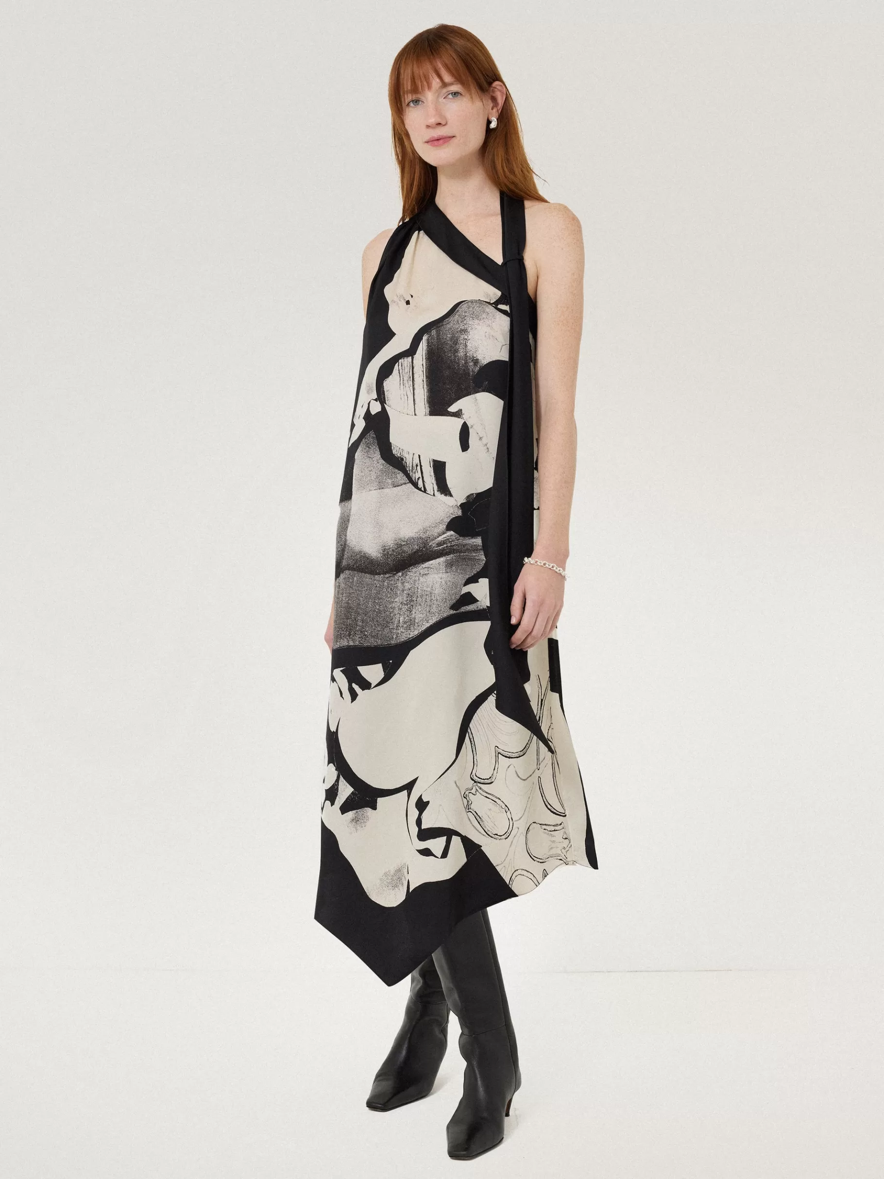 Jigsaw Dresses & Jumpsuits | Party-Collage Print Scarf Dress Monochrome
