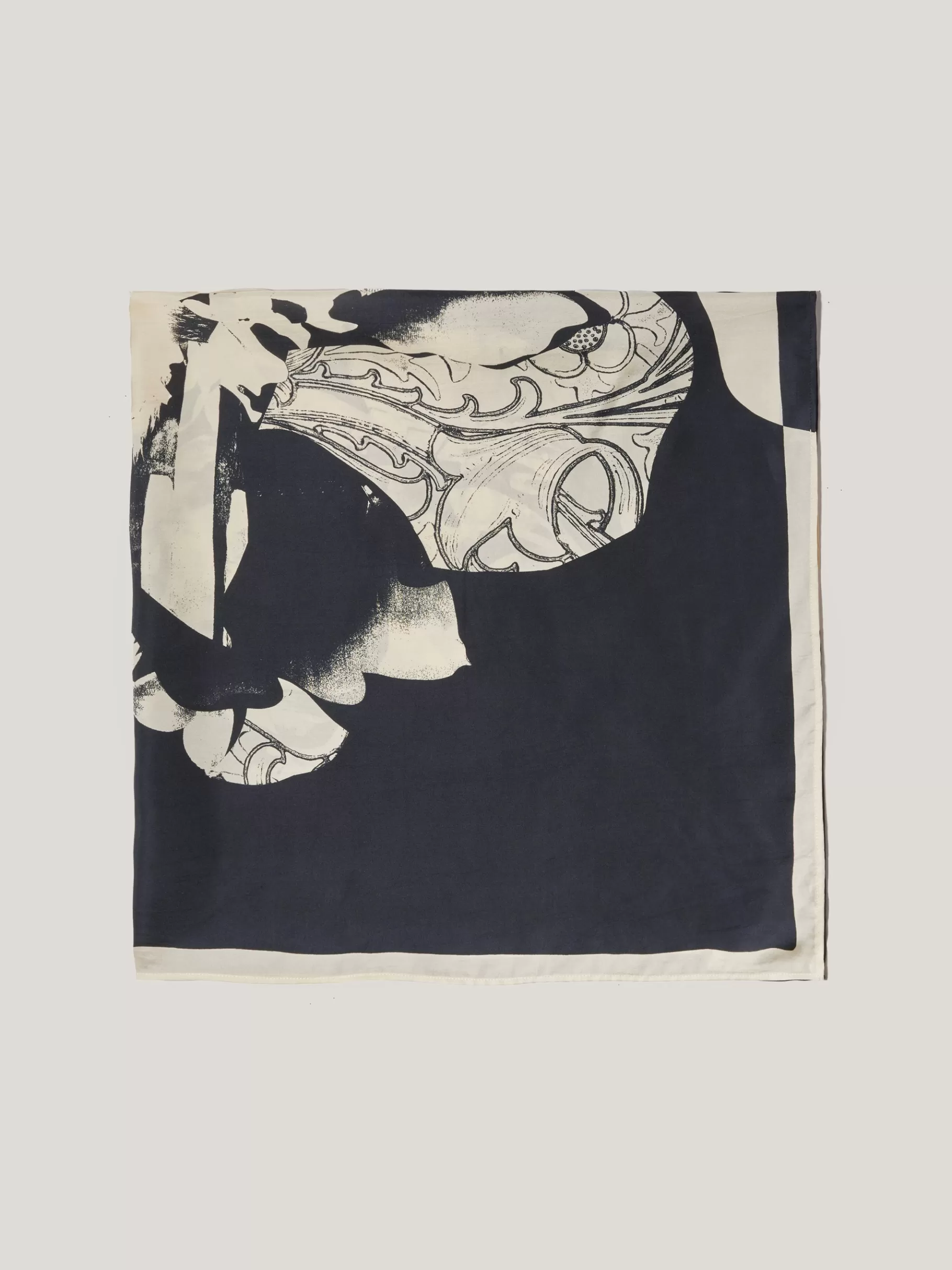 Jigsaw Ponchos & Scarves-Collage Silk Twill Scarf Monochrome