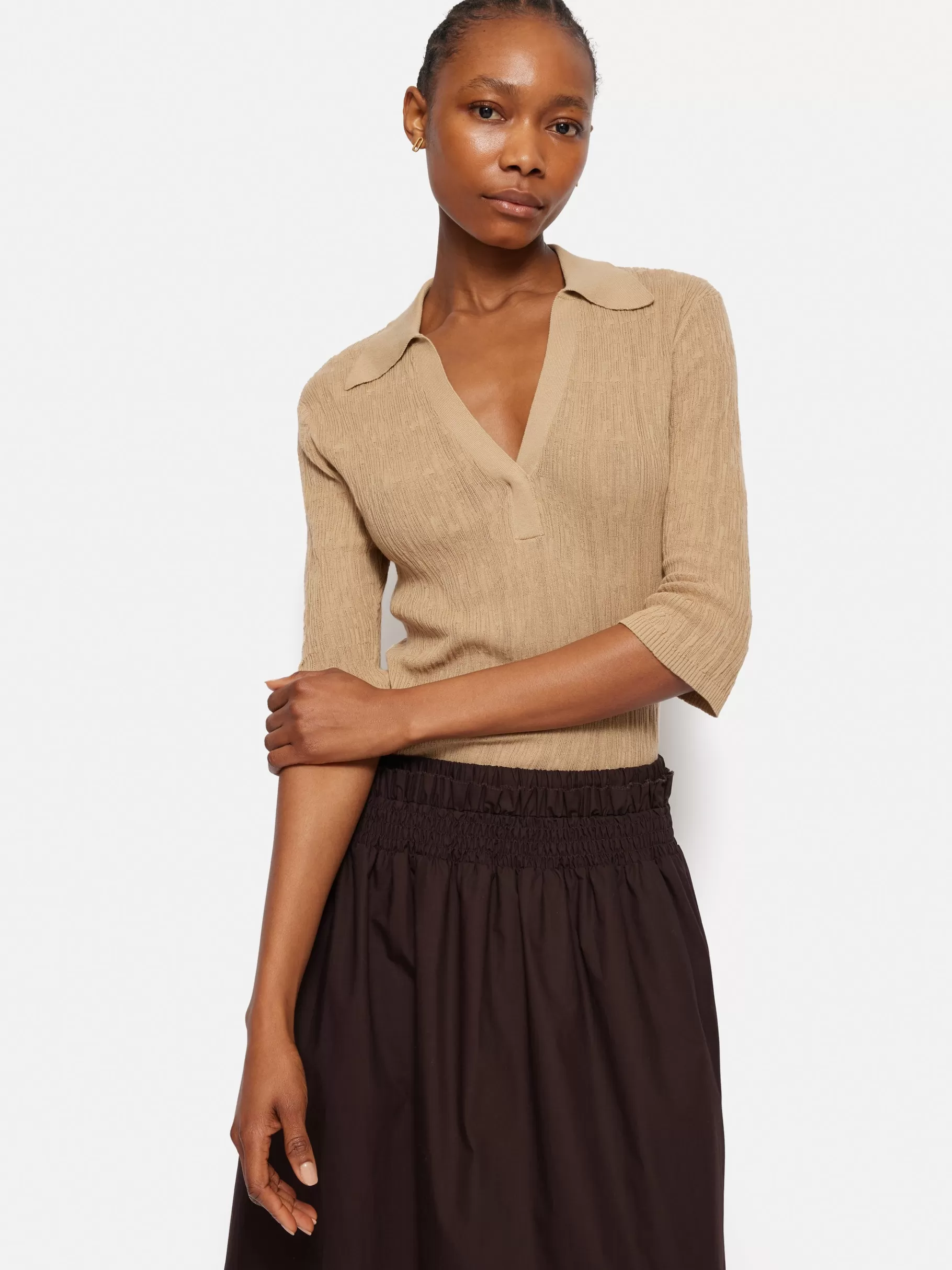 Jigsaw Shirts & Tops | Knitwear & Cashmere-Collar Knitted Top Stone