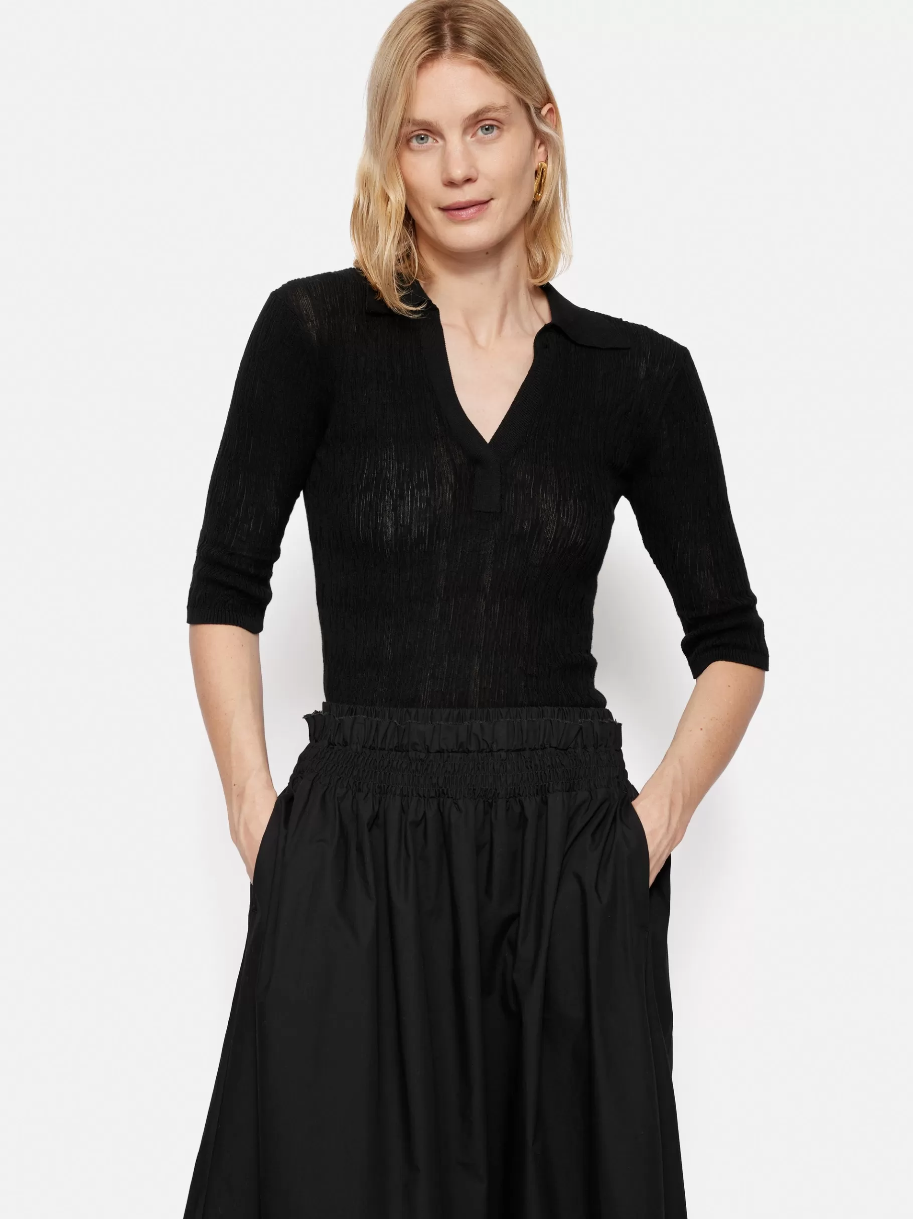 Jigsaw Shirts & Tops | Knitwear & Cashmere-Collar Knitted Top Black