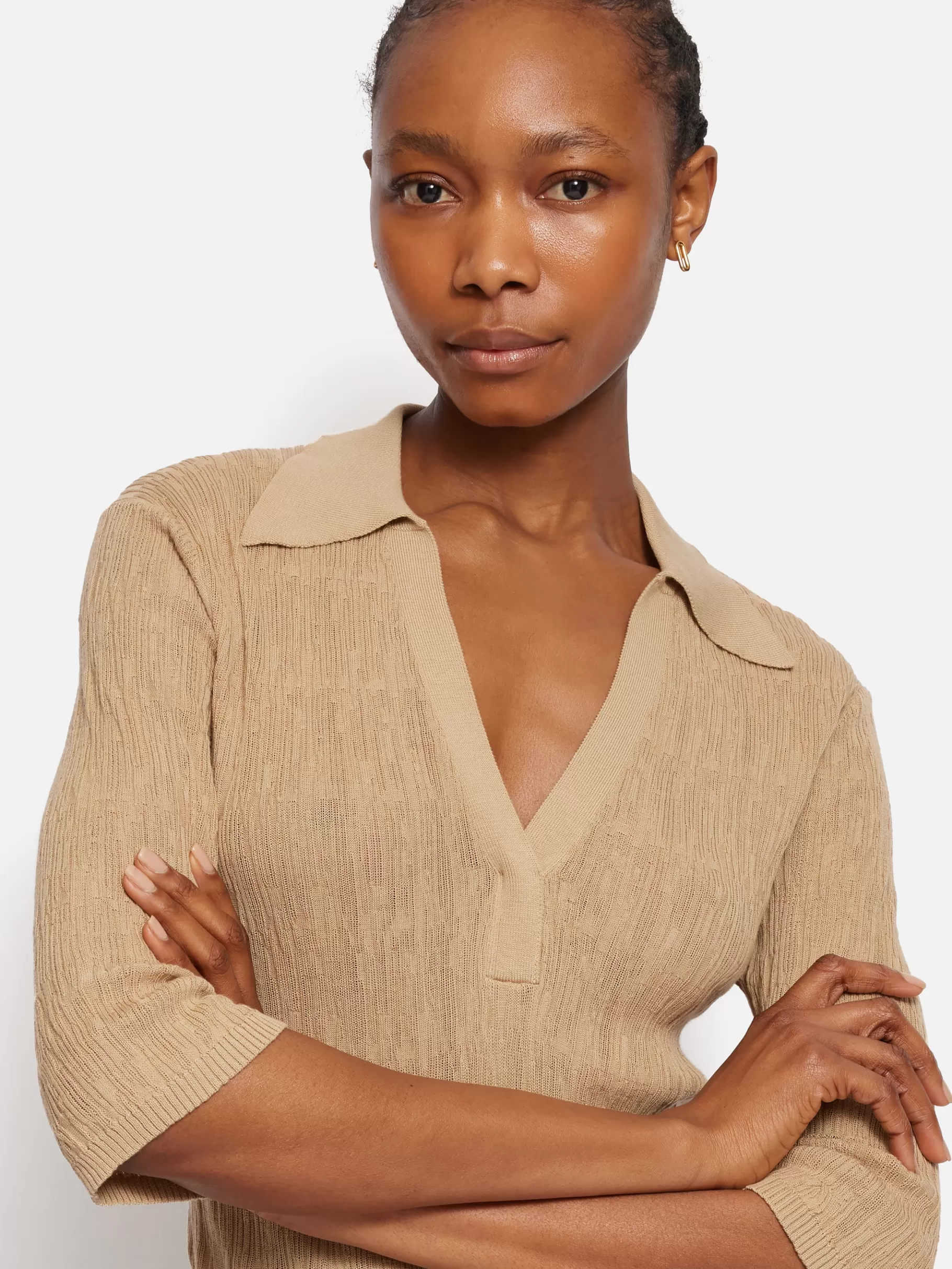 Jigsaw Shirts & Tops | Knitwear & Cashmere-Collar Knitted Top Stone