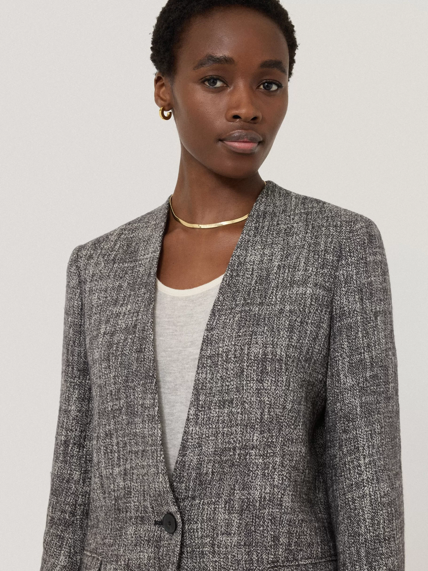 Jigsaw Coats & Jackets-Collarless Boucle Jacket Grey
