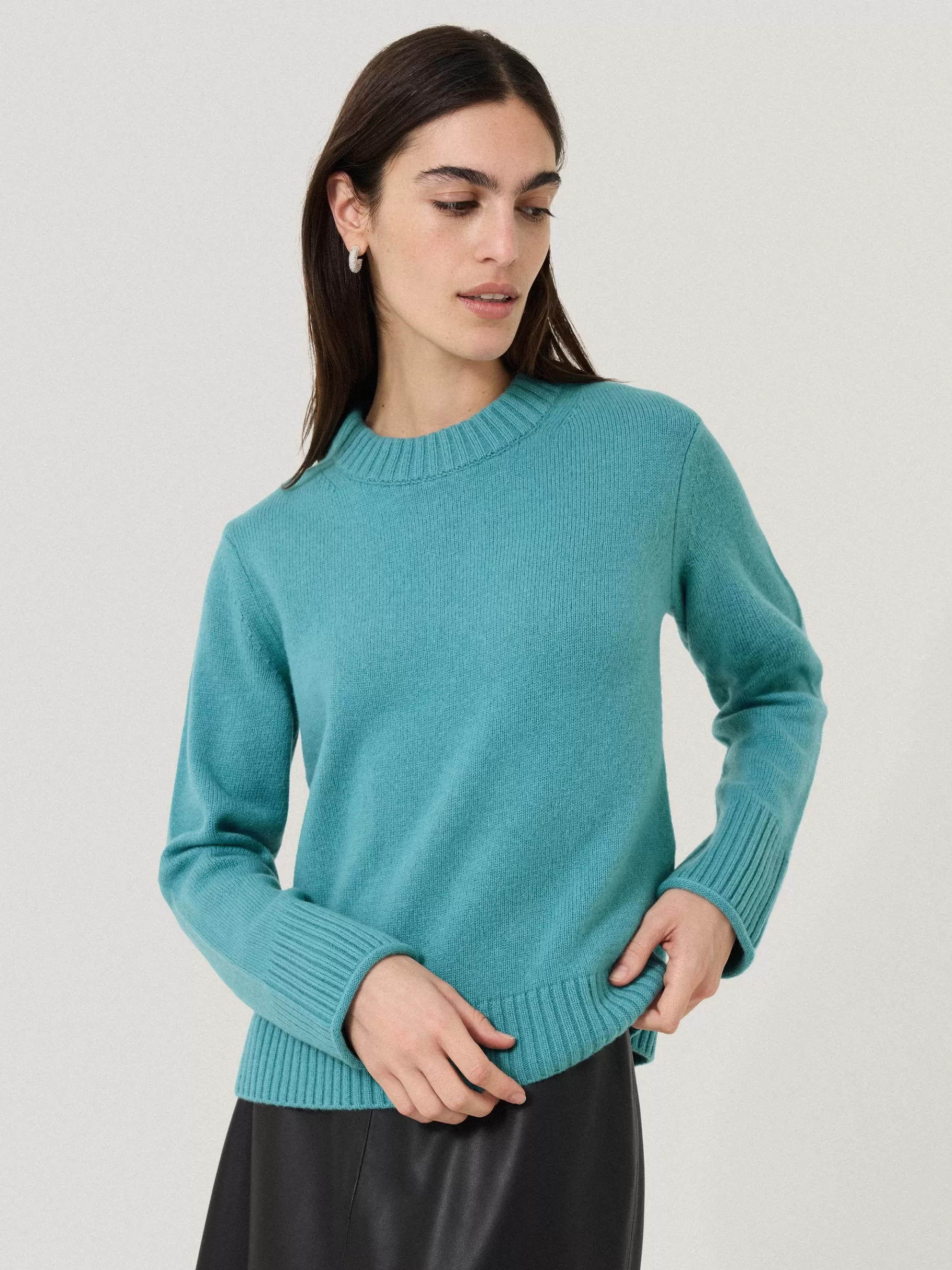 Jigsaw Knitwear & Cashmere-Compact Wool Cashmere Blend Jumper PowderBlue