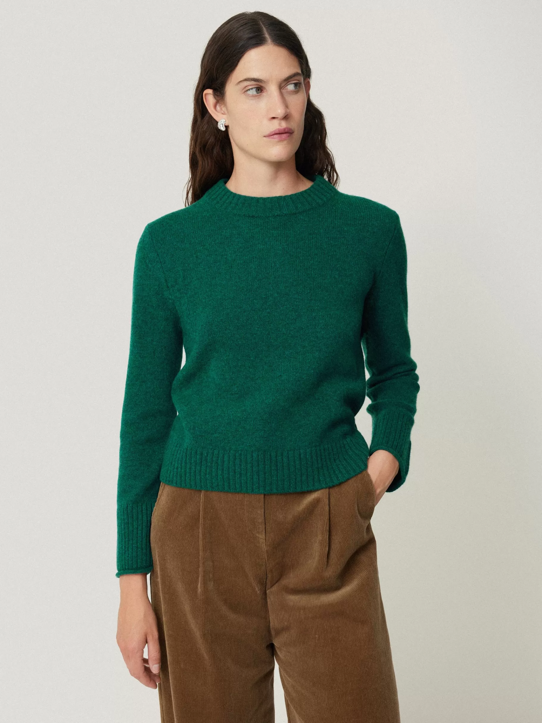 Jigsaw Knitwear & Cashmere-Compact Wool Cashmere Blend Jumper SherwoodGreen
