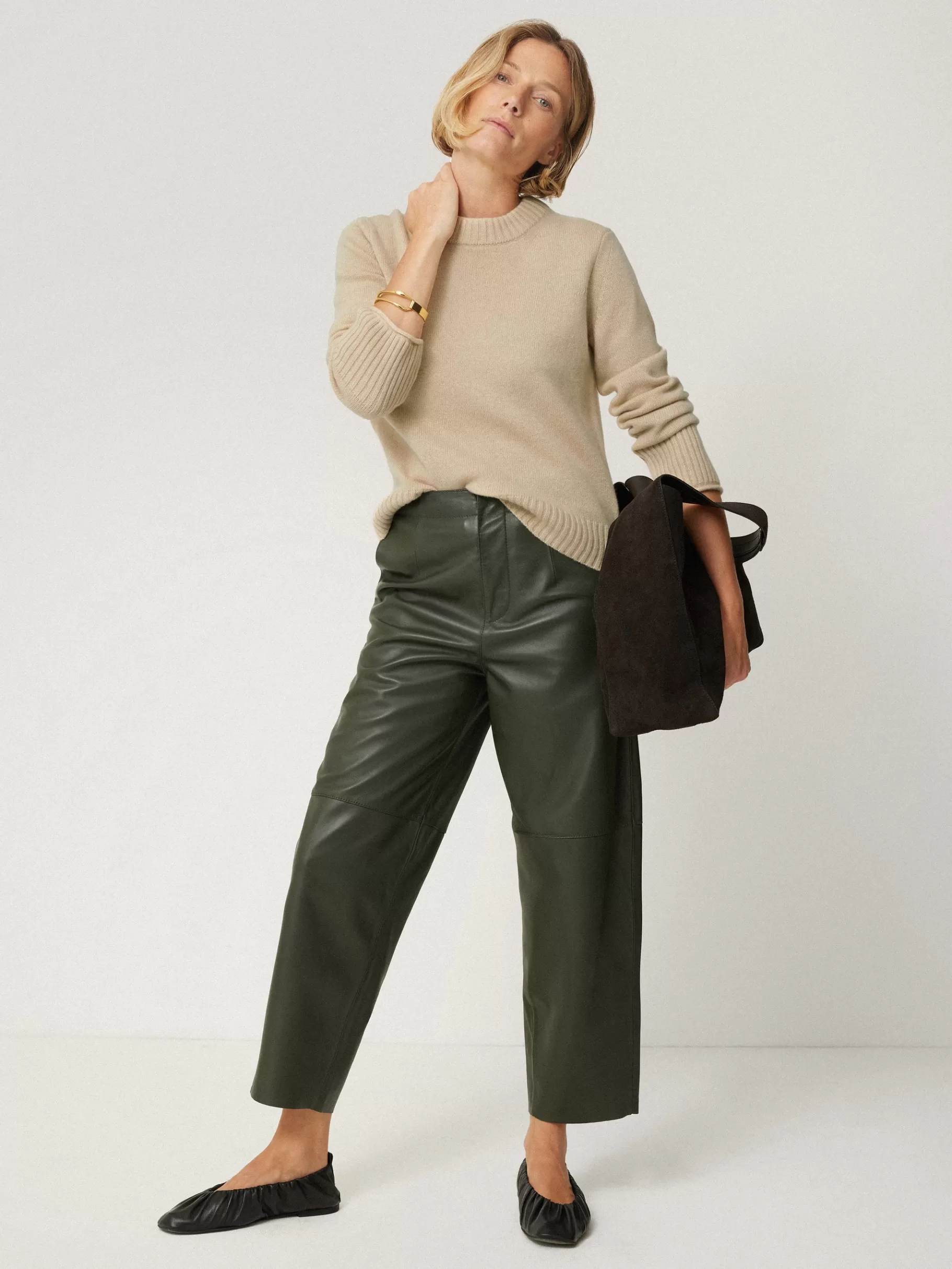 Jigsaw Knitwear & Cashmere-Compact Wool Cashmere Blend Jumper Cream
