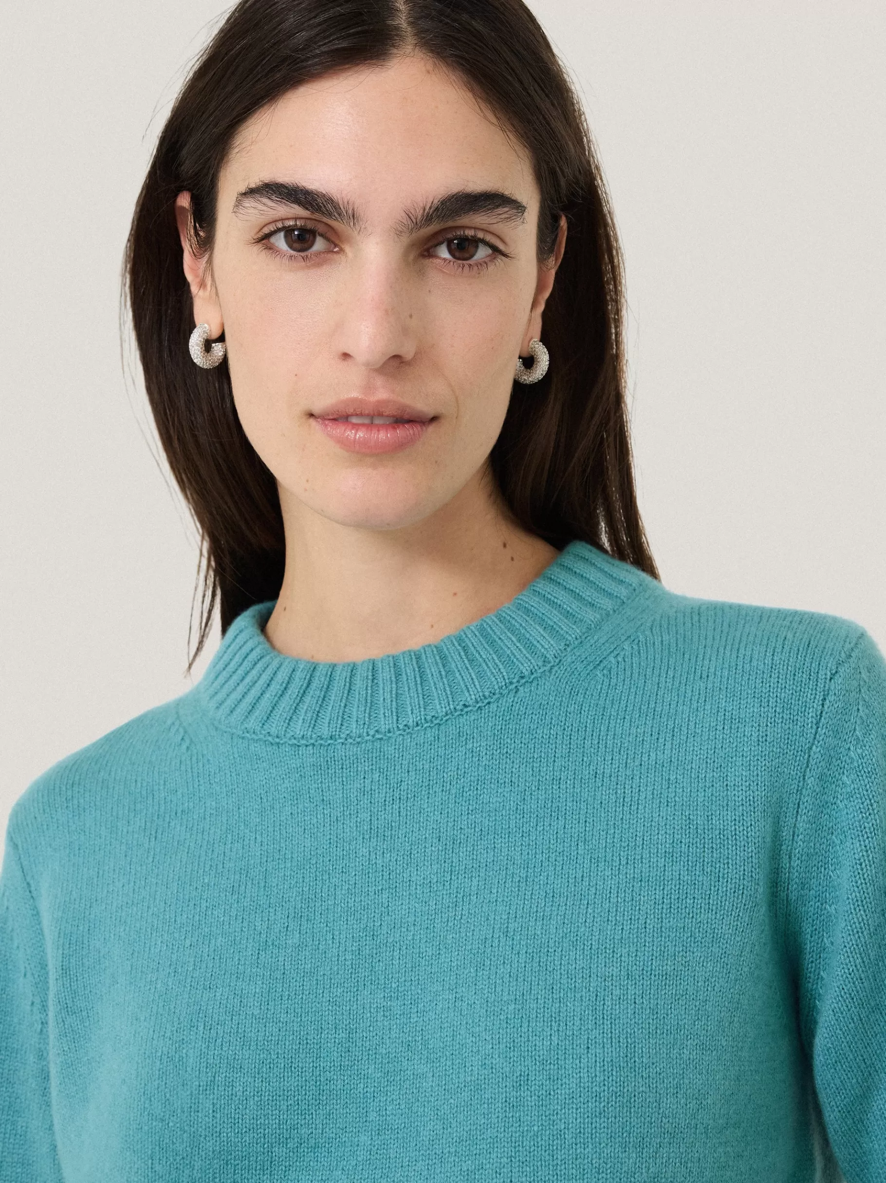Jigsaw Knitwear & Cashmere-Compact Wool Cashmere Blend Jumper PowderBlue