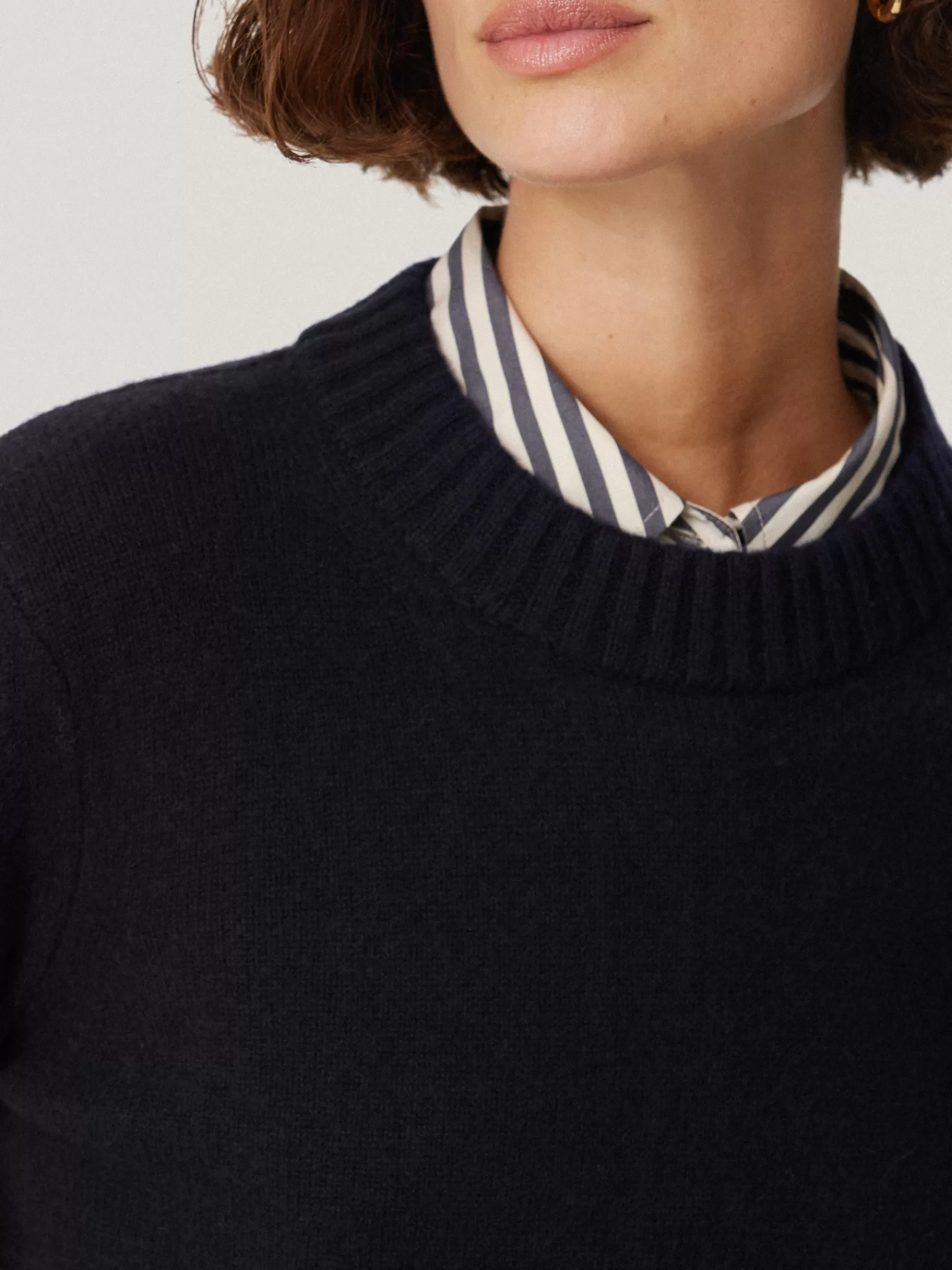 Jigsaw Knitwear & Cashmere-Compact Wool Cashmere Blend Jumper Navy