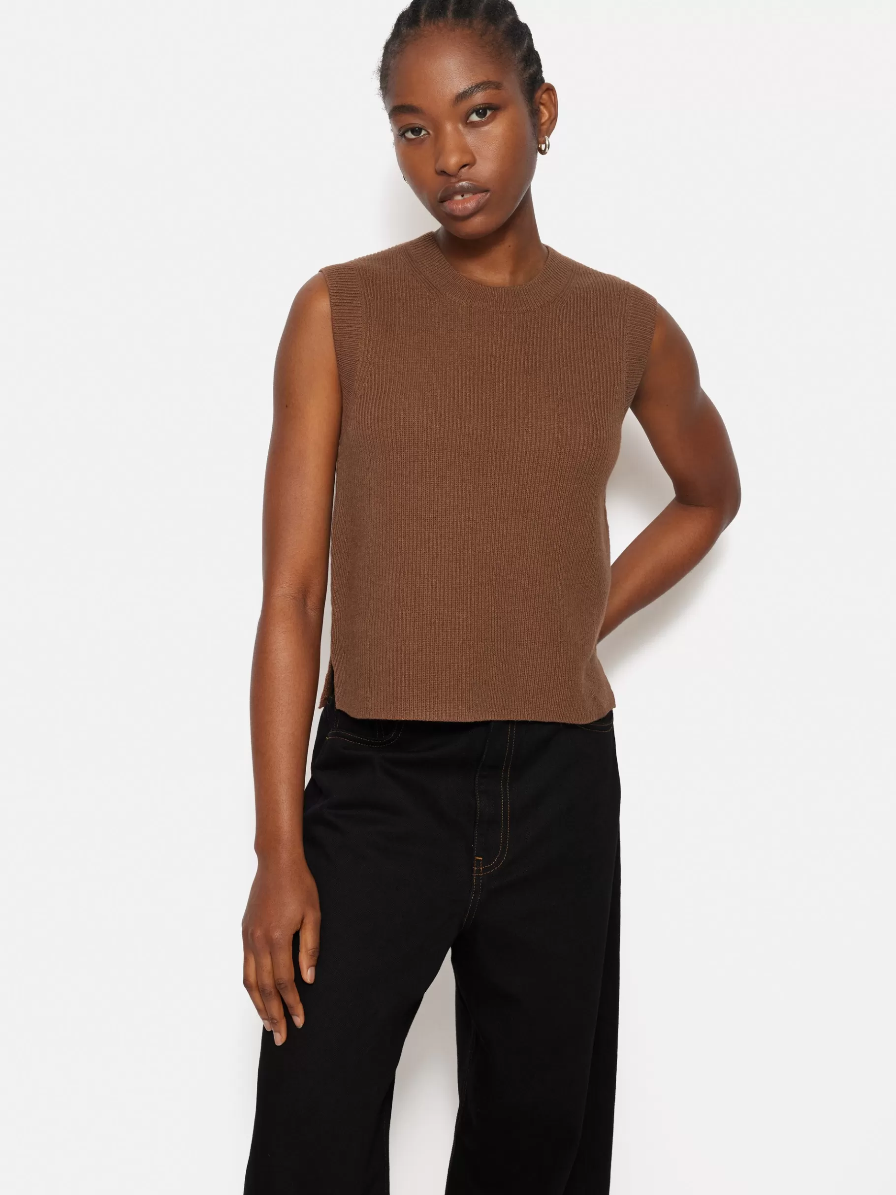 Jigsaw Knitwear & Cashmere-Cotton Blend Crew Tank Toffee