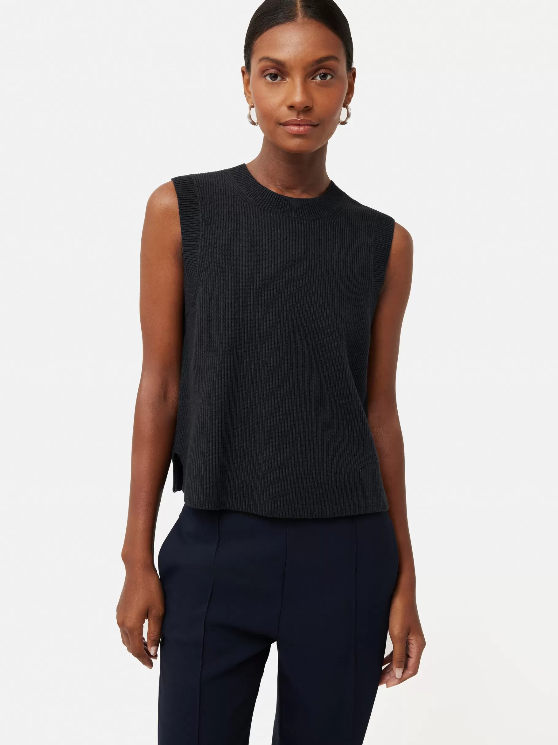 Jigsaw Knitwear & Cashmere-Cotton Blend Crew Tank Black