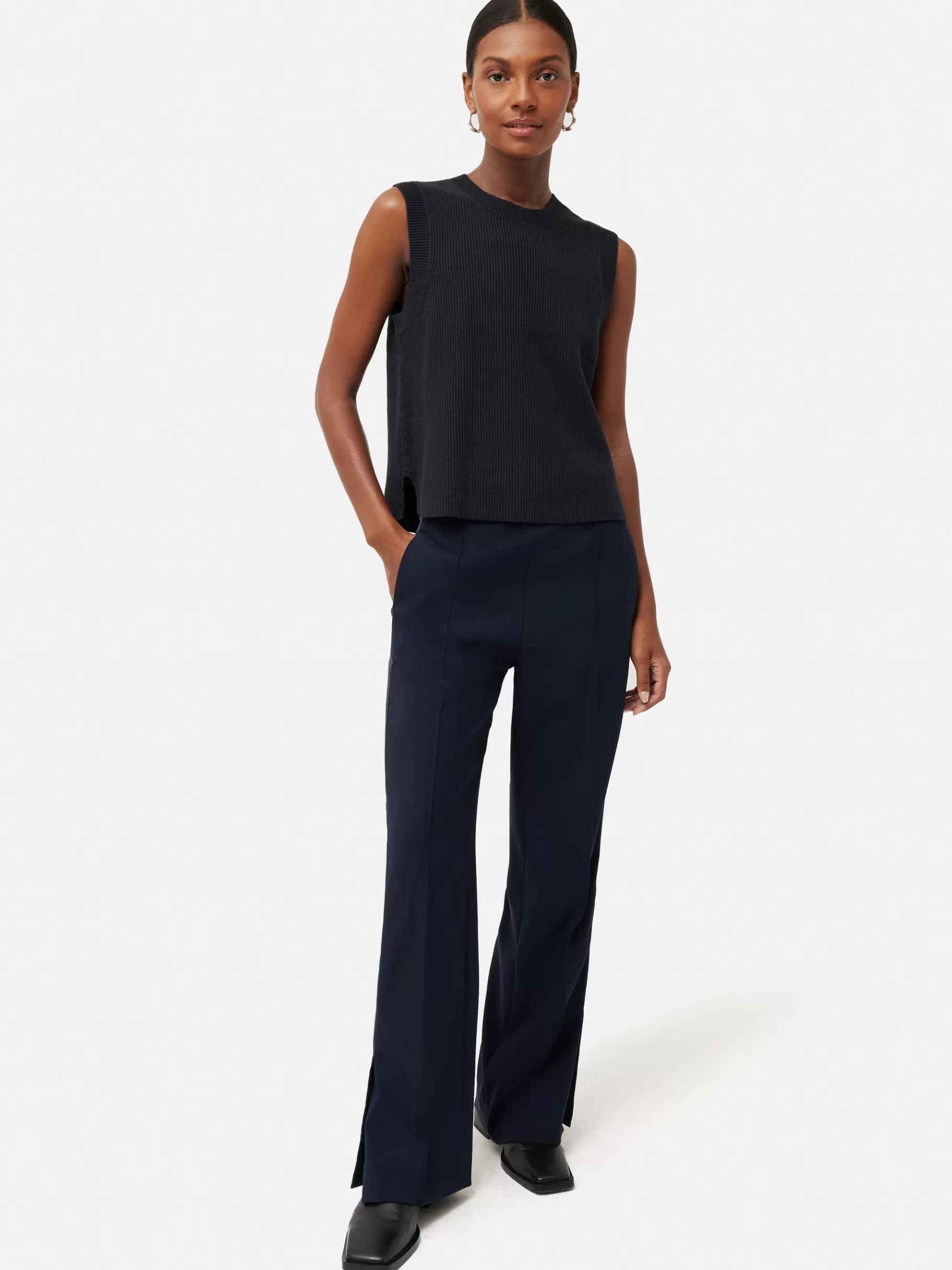 Jigsaw Knitwear & Cashmere-Cotton Blend Crew Tank Black