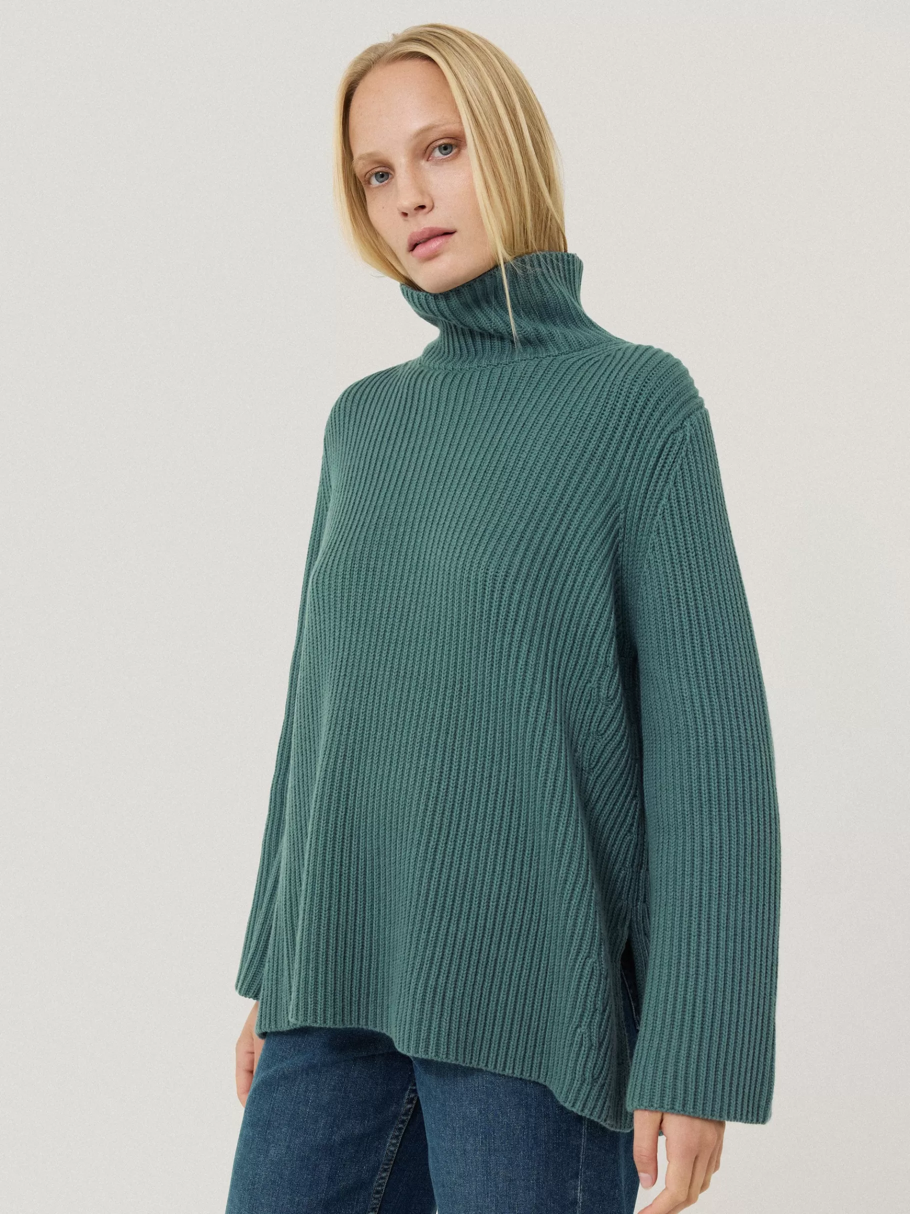 Jigsaw Knitwear & Cashmere-Cotton Blend Faroe Fishermans Blue