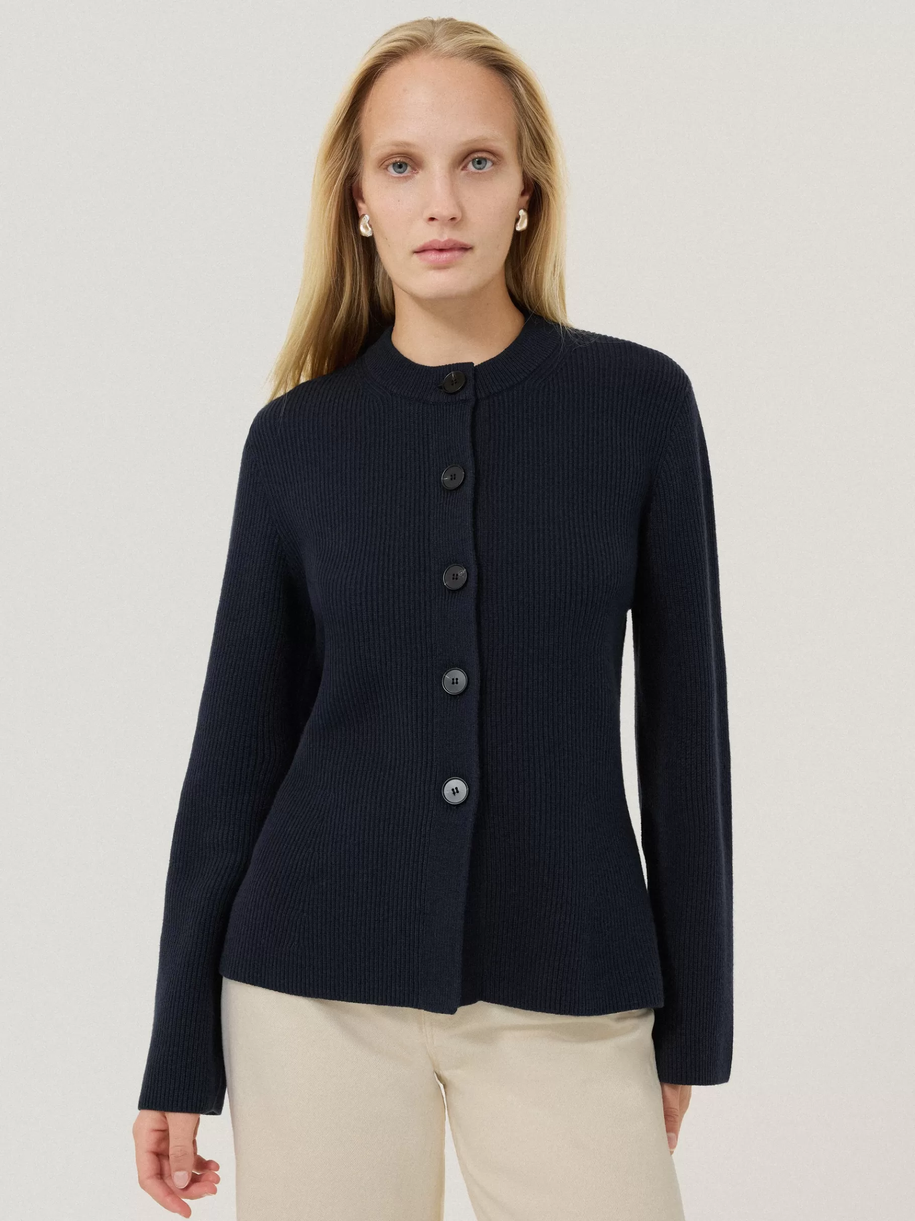 Jigsaw Shirts & Tops | Knitwear & Cashmere-Cotton Blend Knit Cardigan Navy