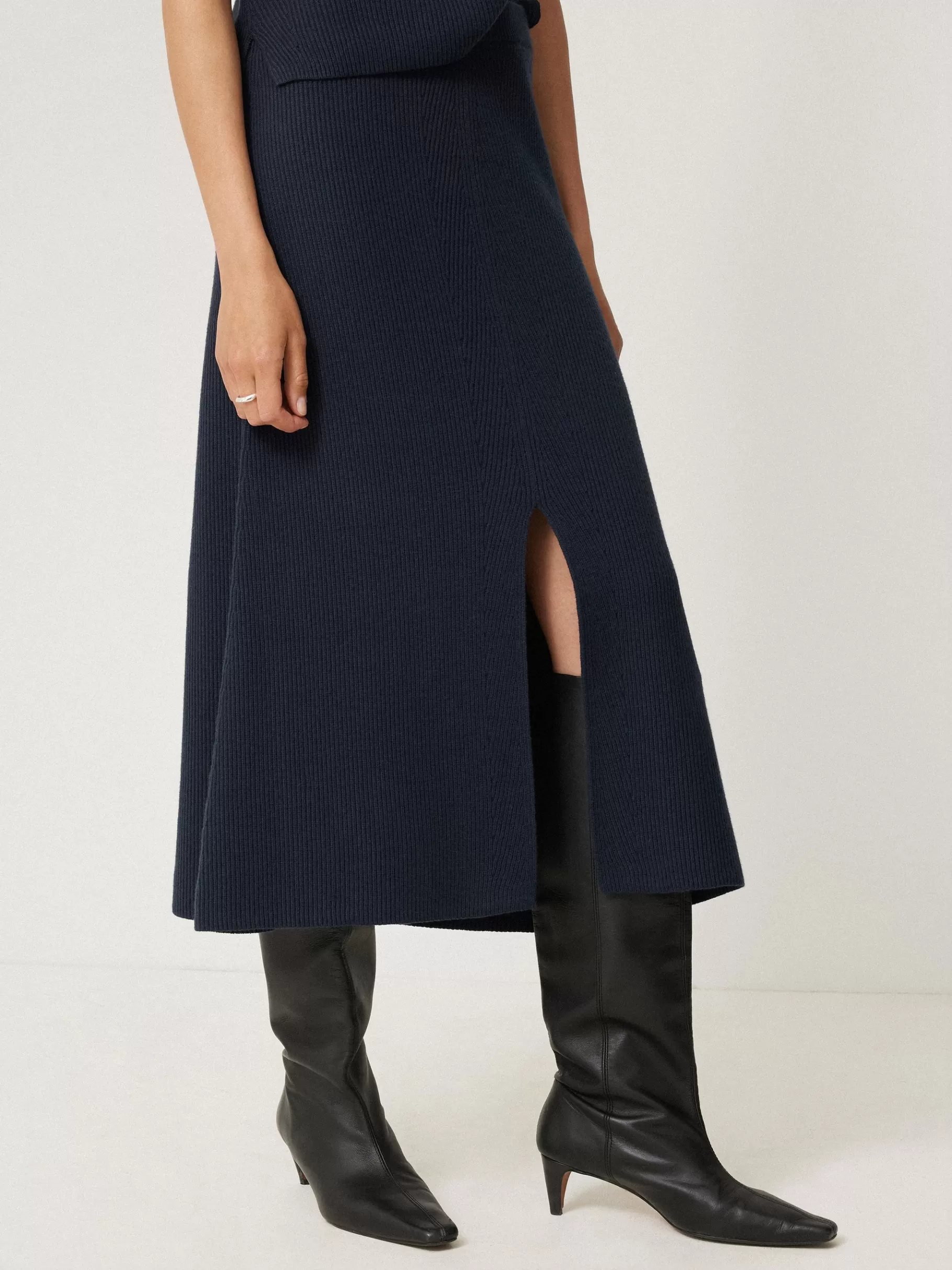 Jigsaw Skirts | Co-ords-Cotton Blend Knitted Skirt Navy