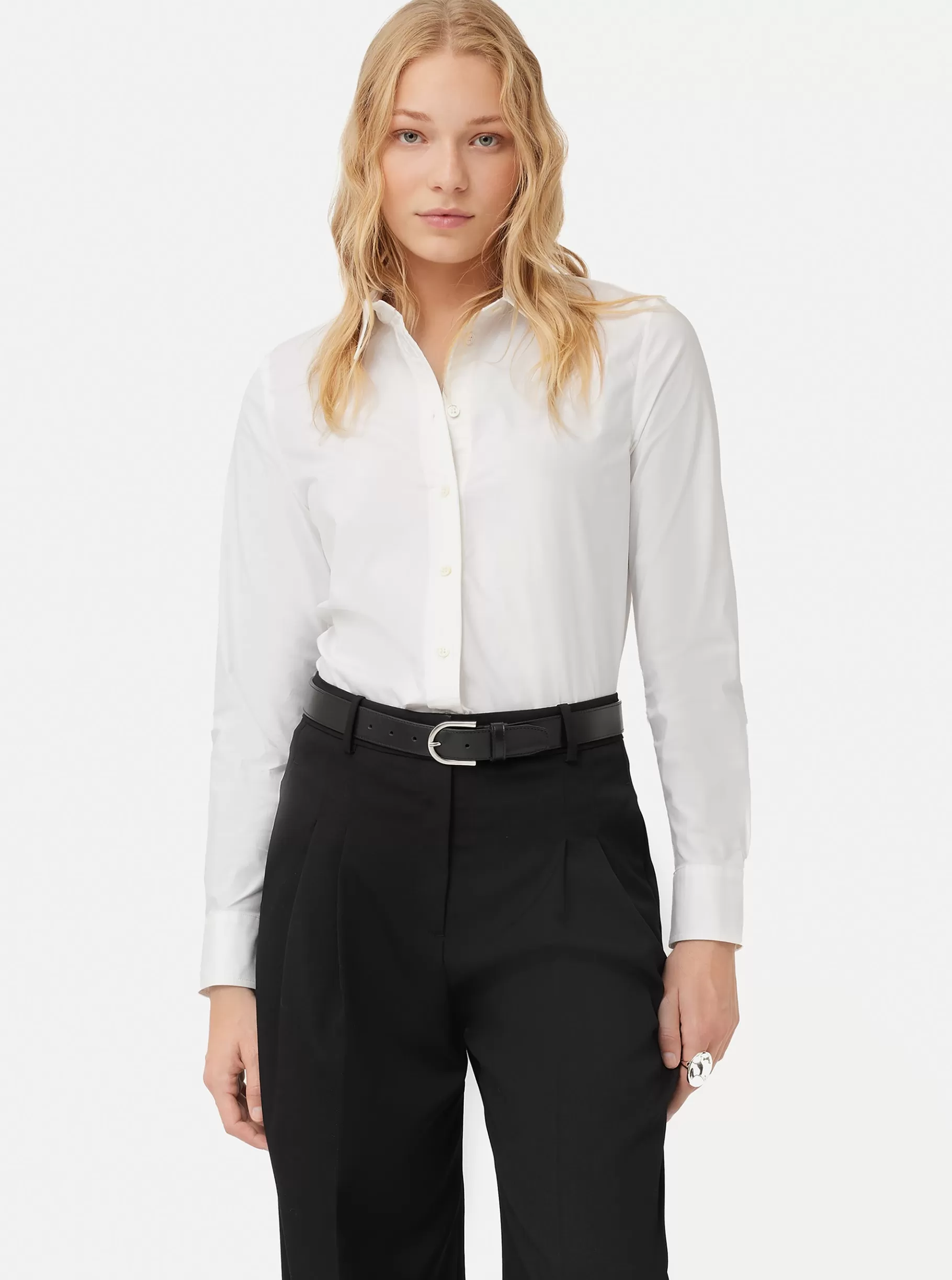 Jigsaw Shirts & Tops-Cotton Fitted Shirt White