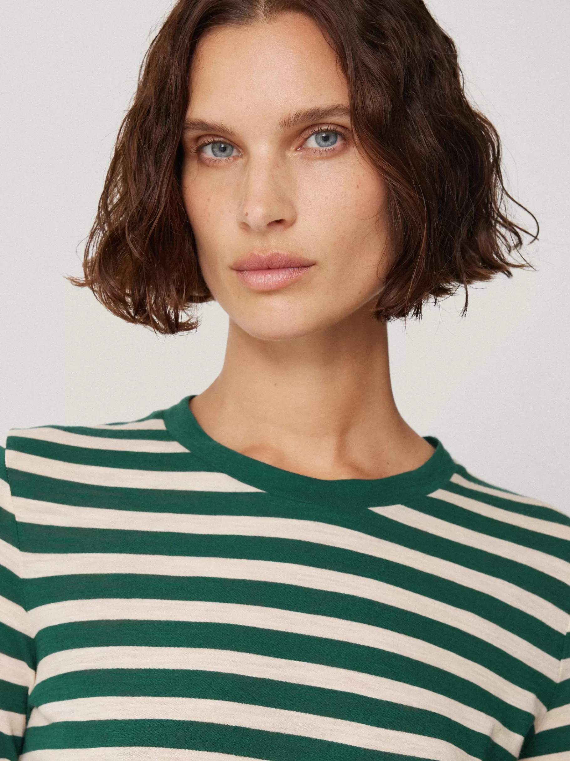 Jigsaw Pyjamas & Loungewear | Shirts & Tops-Cotton Slub Stripe Long Sleeve Tee Green