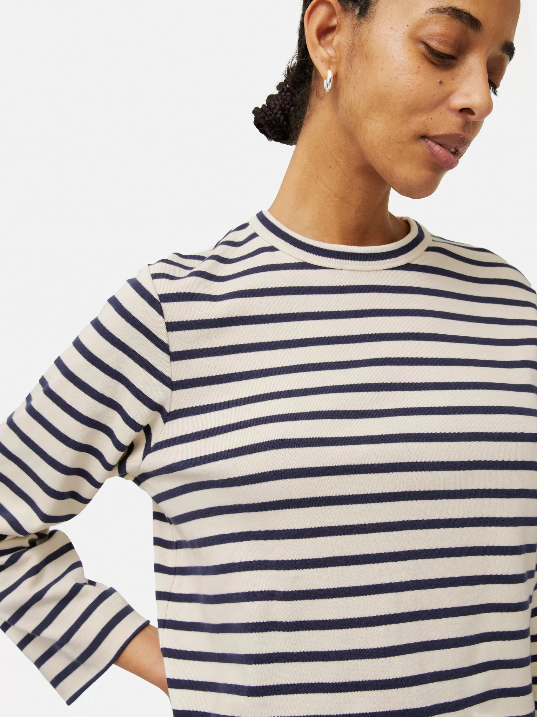 Jigsaw Shirts & Tops-Cotton Stripe Sweatshirt Navy
